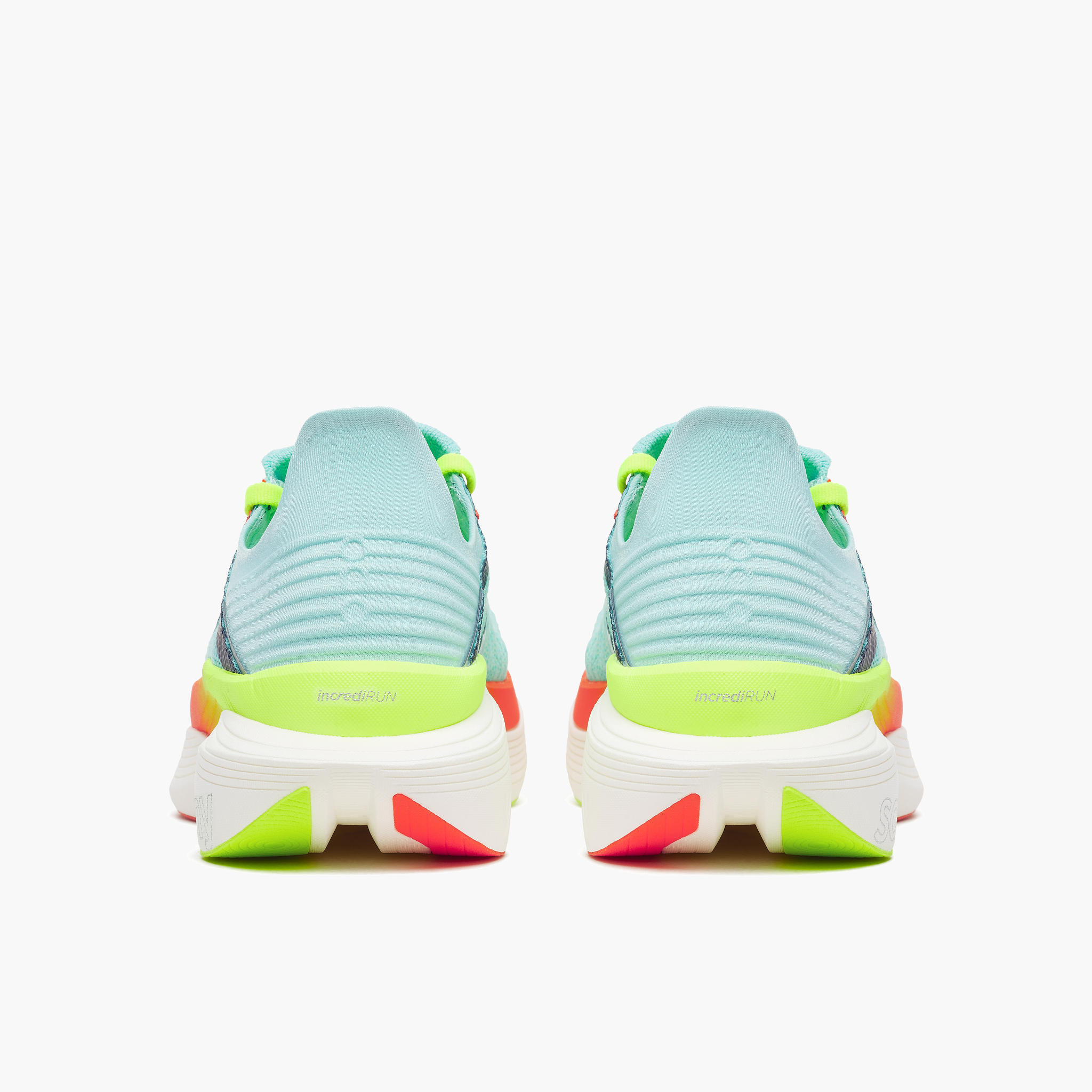 Heel angle shot of All Gender Endorphin Elite 2 in Splash / Fire