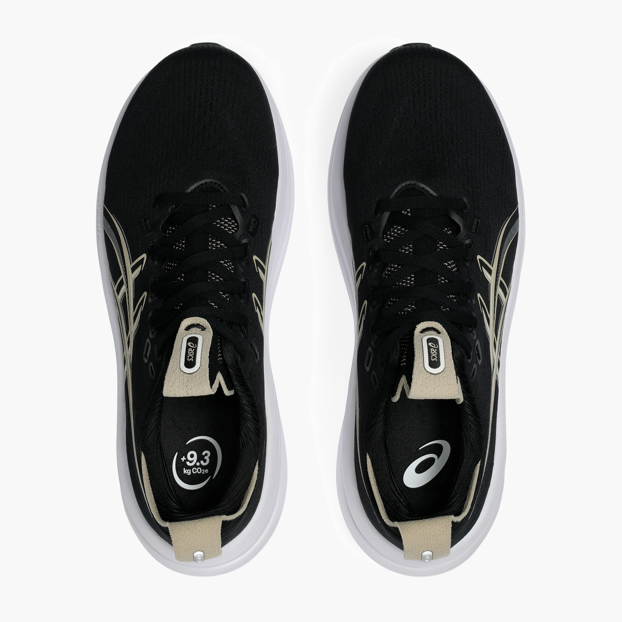 Overhead angle shot of Men's Gel-Nimbus 28 in Black / Feather Grey