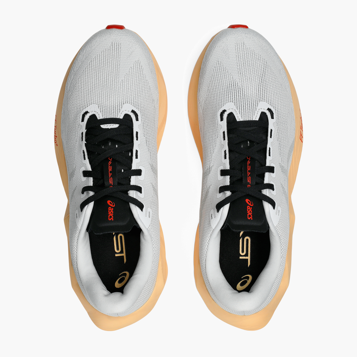 Overhead angle shot of Men's Novablast 6 in White / Orange Glow