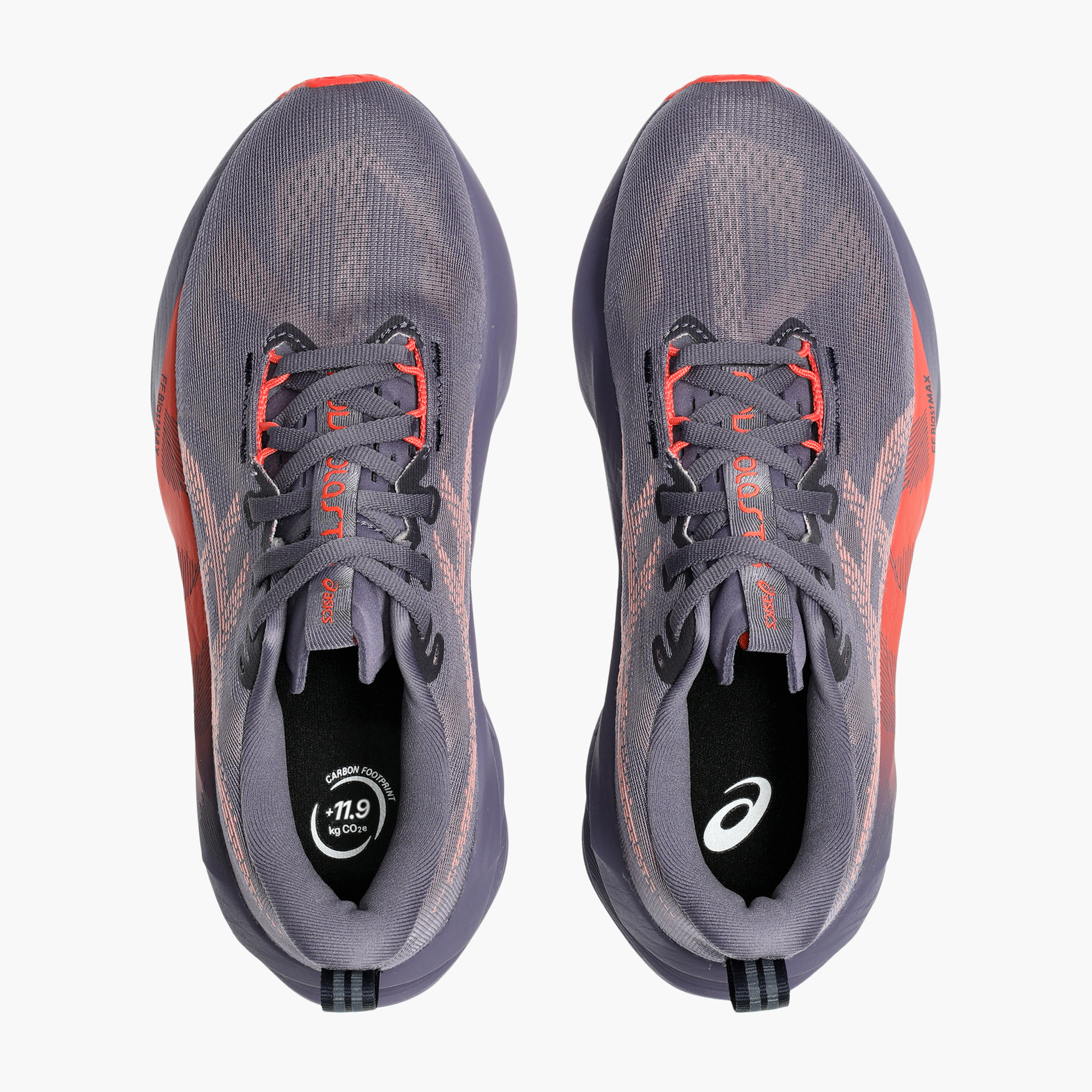 Overhead angle shot of Women's Novablast 5 in Greyish Purple/coral Reef