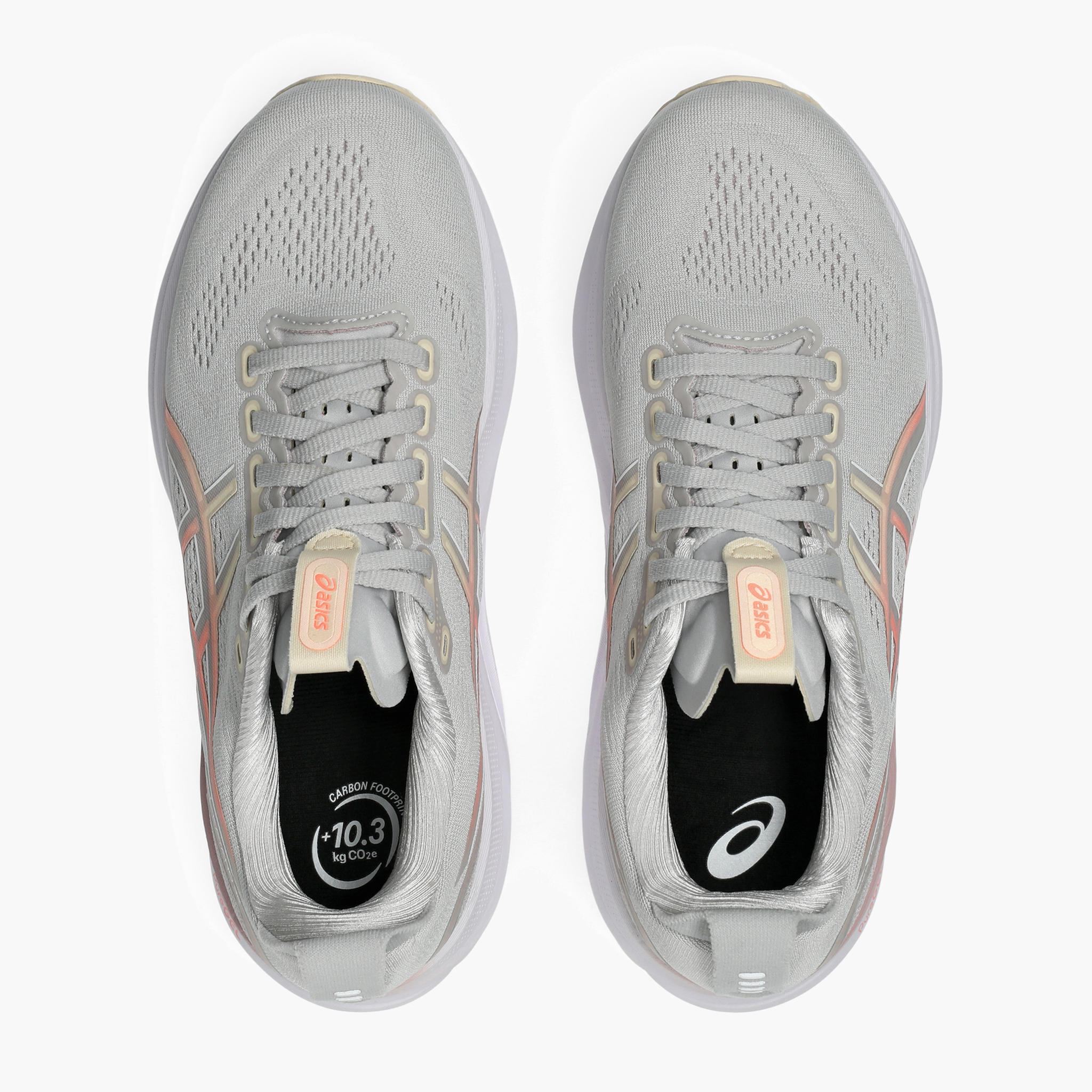 Overhead angle shot of Women's Gel-Kayano 32 in Cloud Grey / Seashell