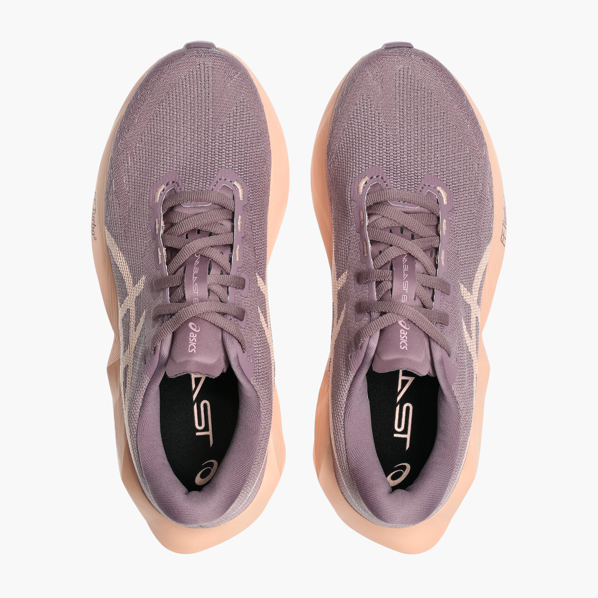 Overhead angle shot of Women's Novablast 6 in Dusty Mauve / Cantaloupe