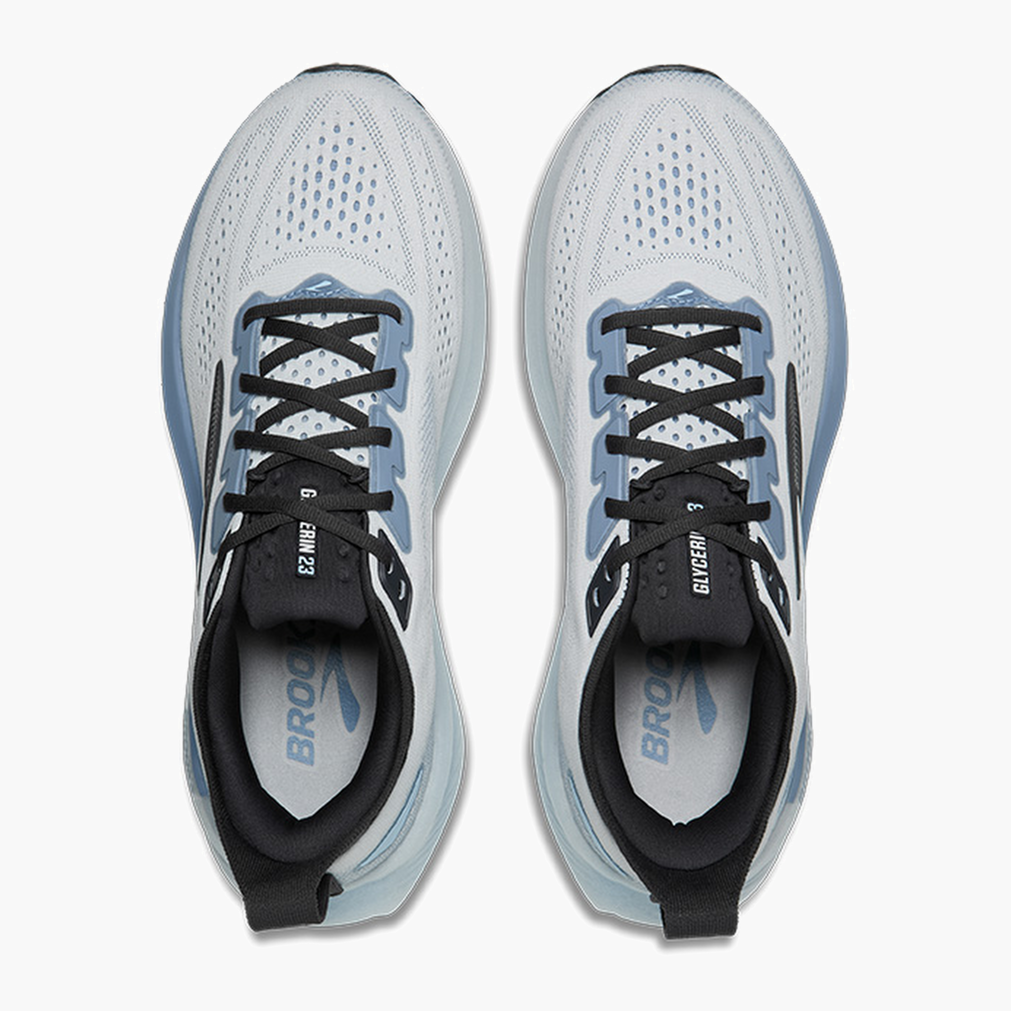 Overhead angle shot of Men's Glycerin 23 in White / Rain / Baltic Sea