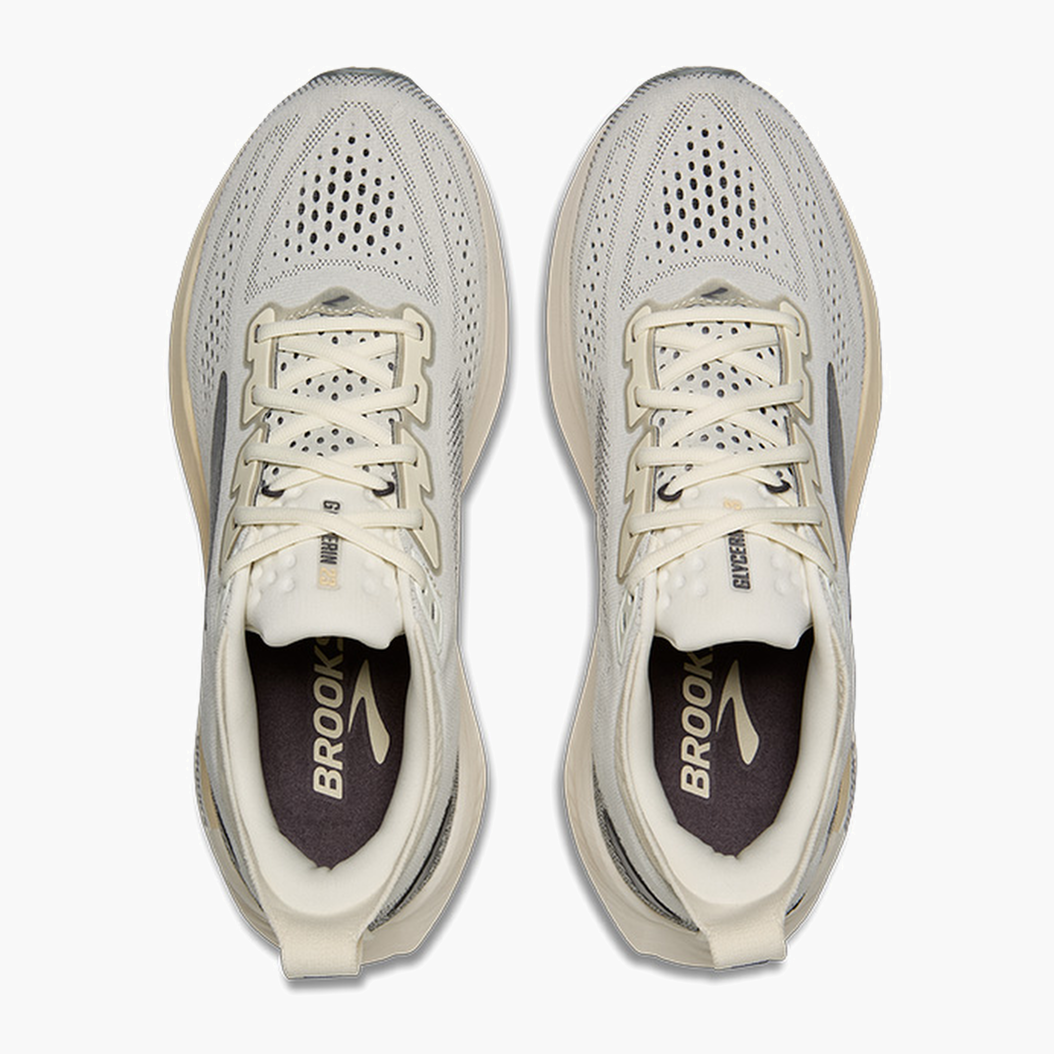 Overhead angle shot of Men's Glycerin 23 in Coconut / Bleached Sand / Grey