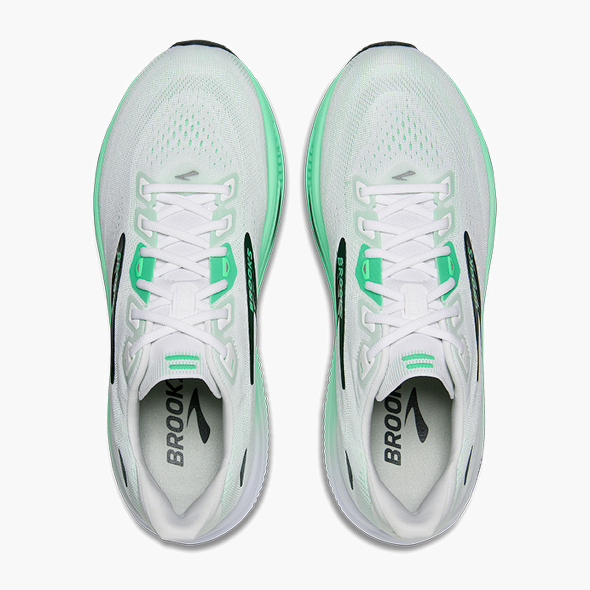 Overhead angle shot of Men's Ghost 18 in White / Spring Bud / Spruce