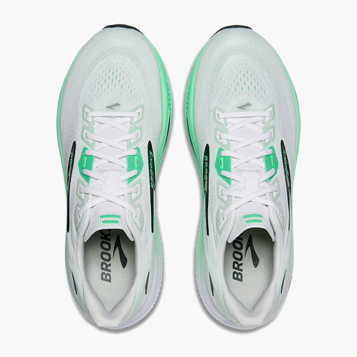 Overhead angle shot of Men's Ghost 18 in White / Spring Bud / Spruce
