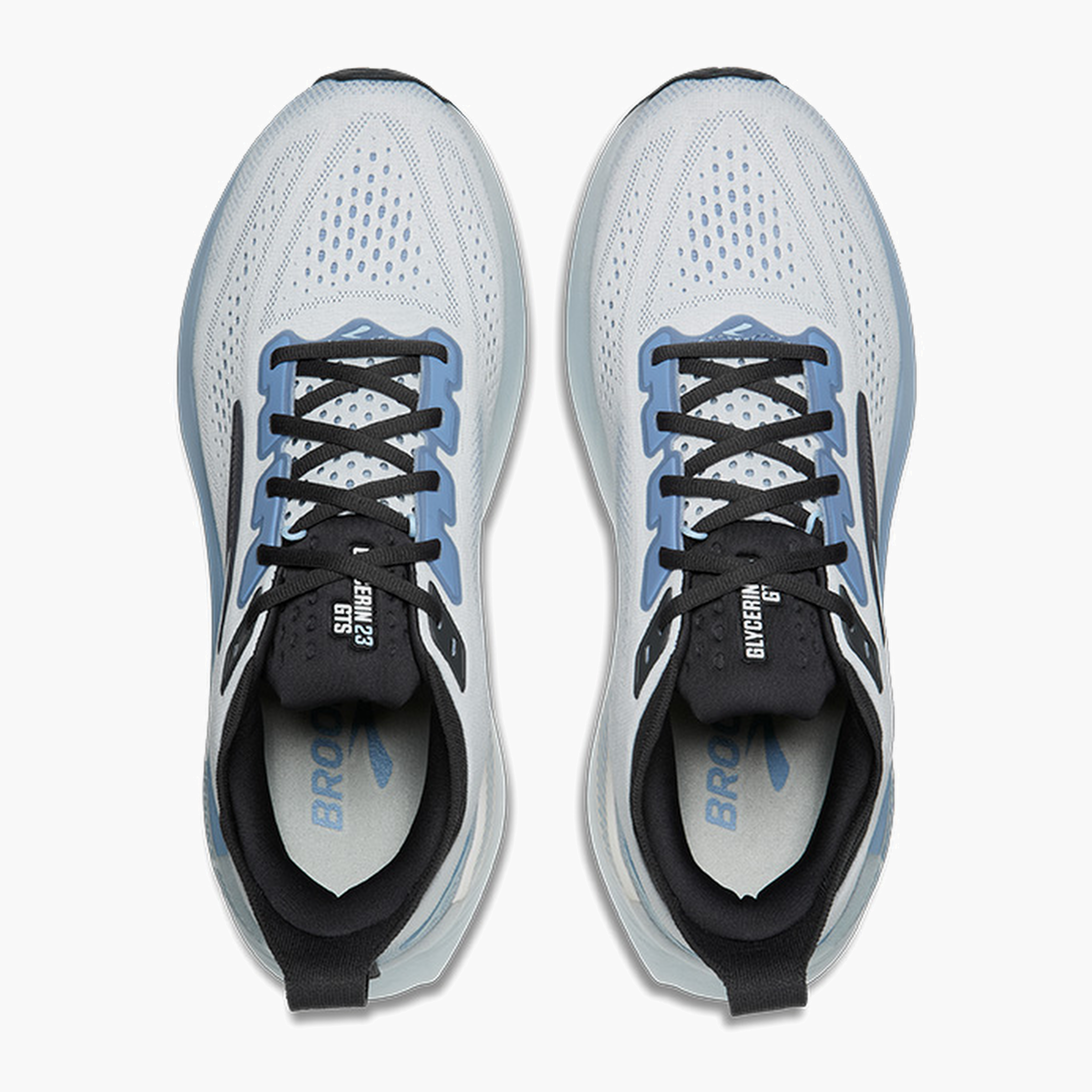 Overhead angle shot of Men's Glycerin GTS 23 in White / Rain / Baltic Sea