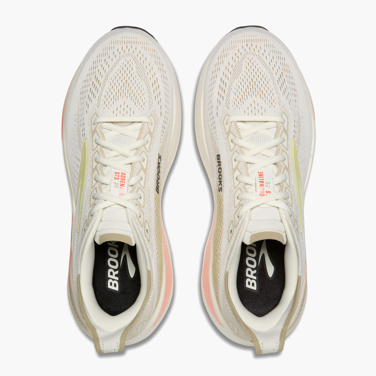 Overhead angle shot of Men's Adrenaline GTS 26 in Tofu / Lemonade / FieryCoral