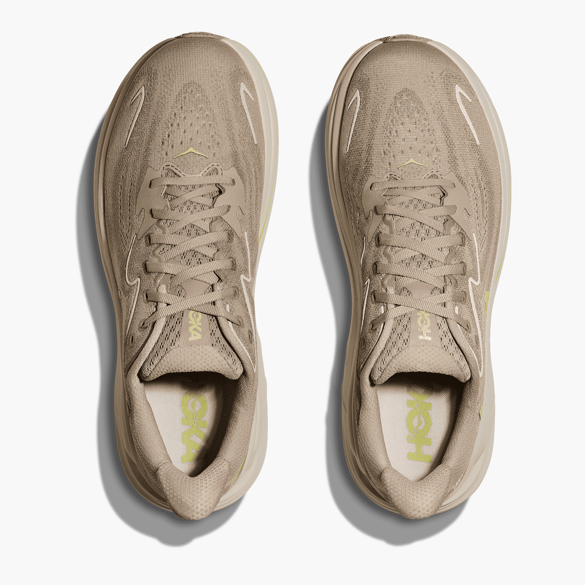 Overhead angle shot of Men's Clifton 10 in Raw Linen  /  Stone