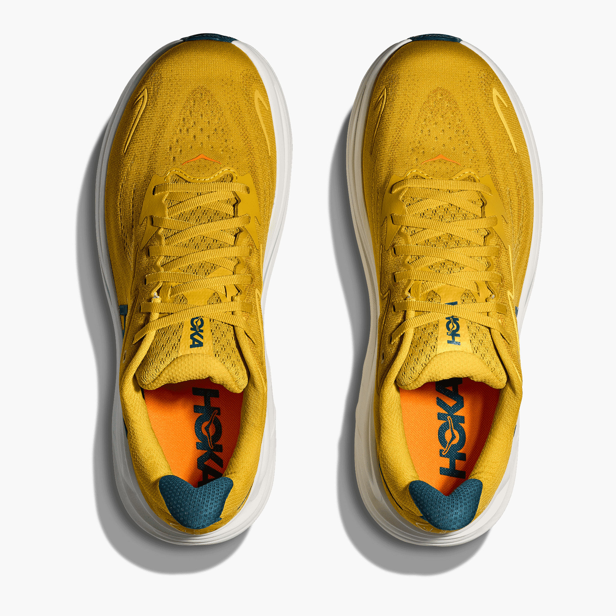 Overhead angle shot of Men's Clifton 10 in Yellow Gold  /  Tidal Wave
