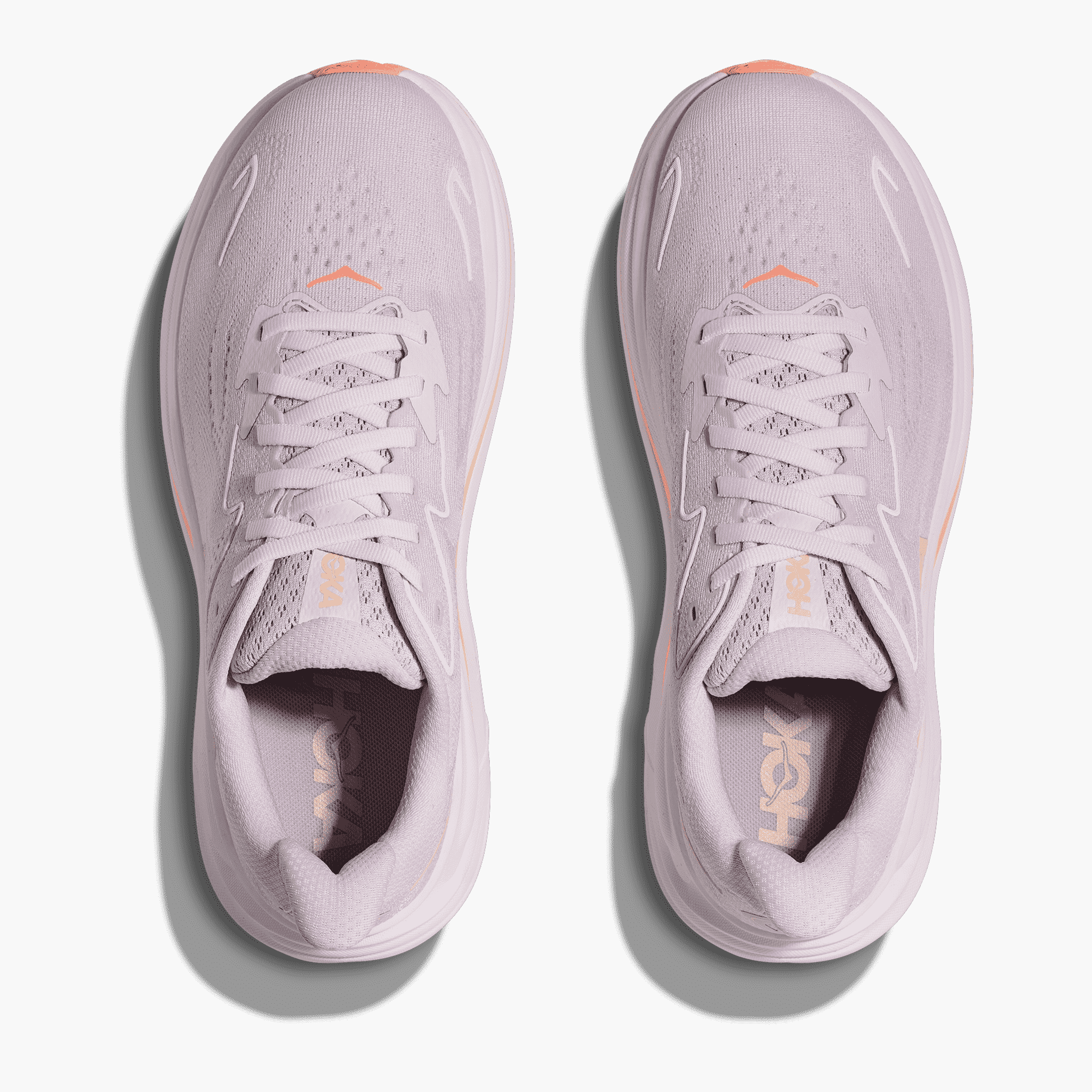 Overhead angle shot of Women's Clifton 10 in Lilac Cream  /  Tangerine Glow
