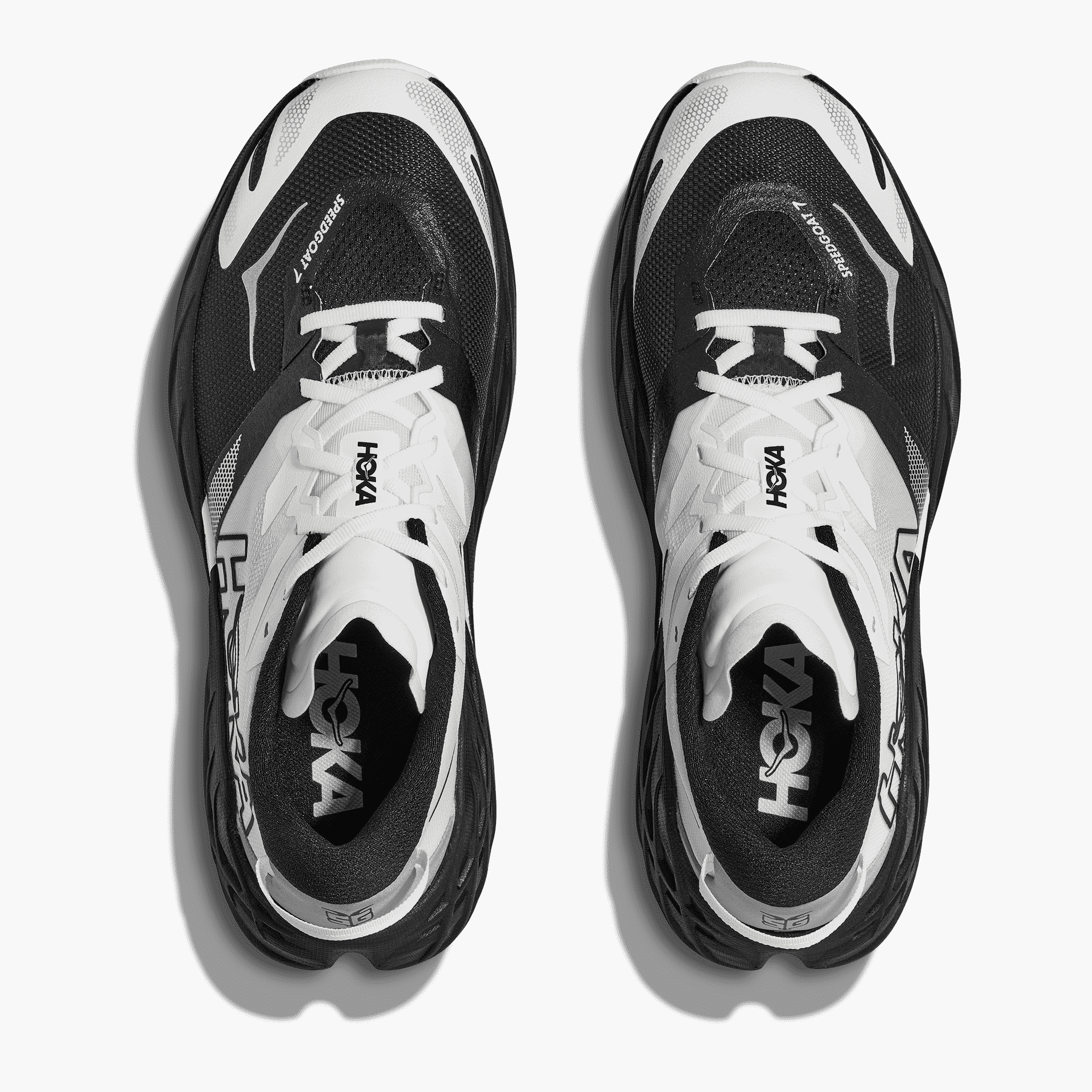 Overhead angle shot of Men's Speedgoat 7 in Black  /  White