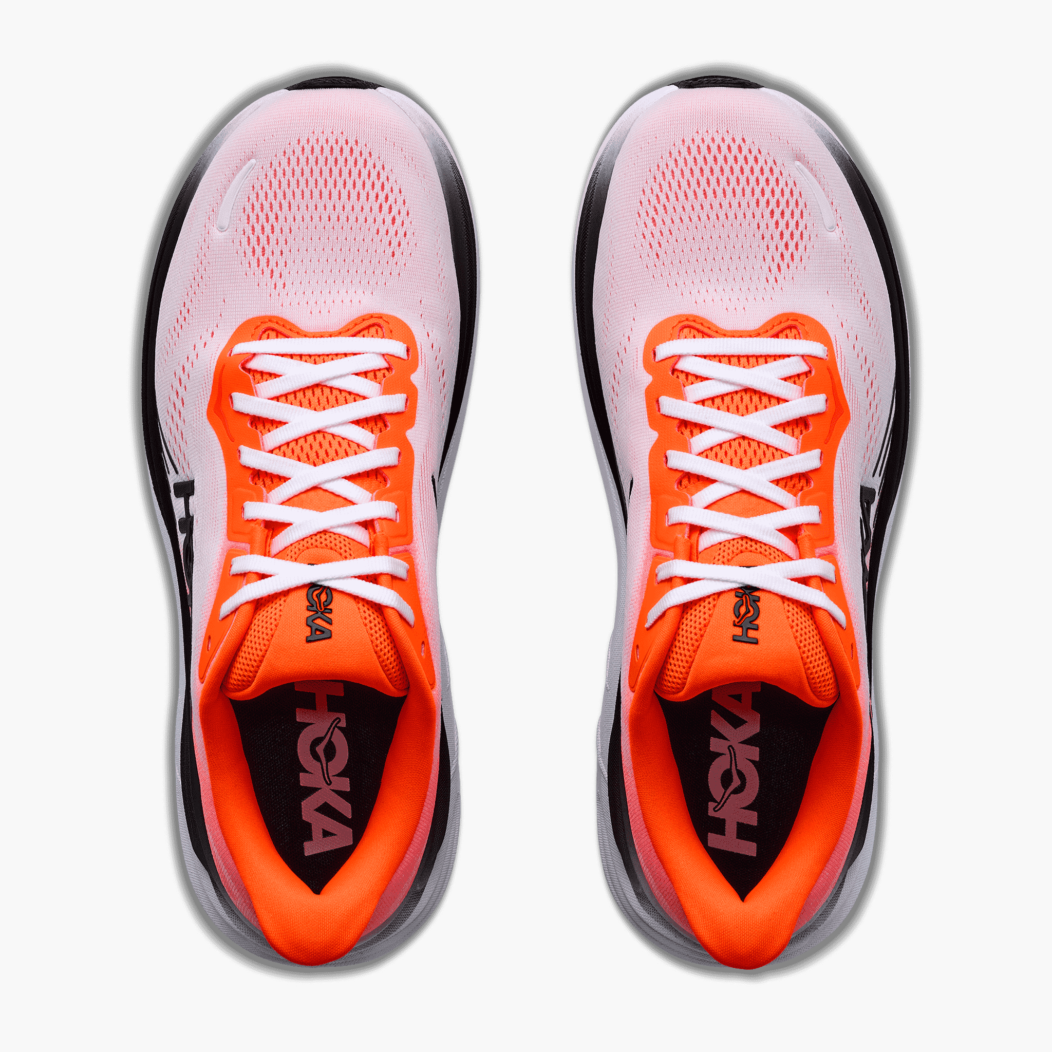 Overhead angle shot of Men's Clifton 11 in Neon Tangerine  /  Frost