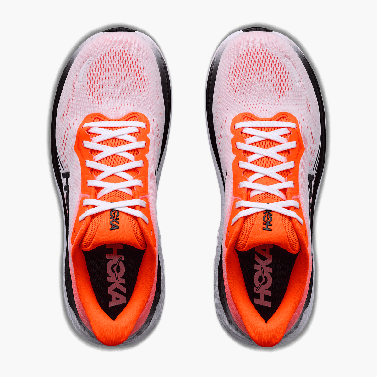 Overhead angle shot of Men's Clifton 11 in Neon Tangerine  /  Frost