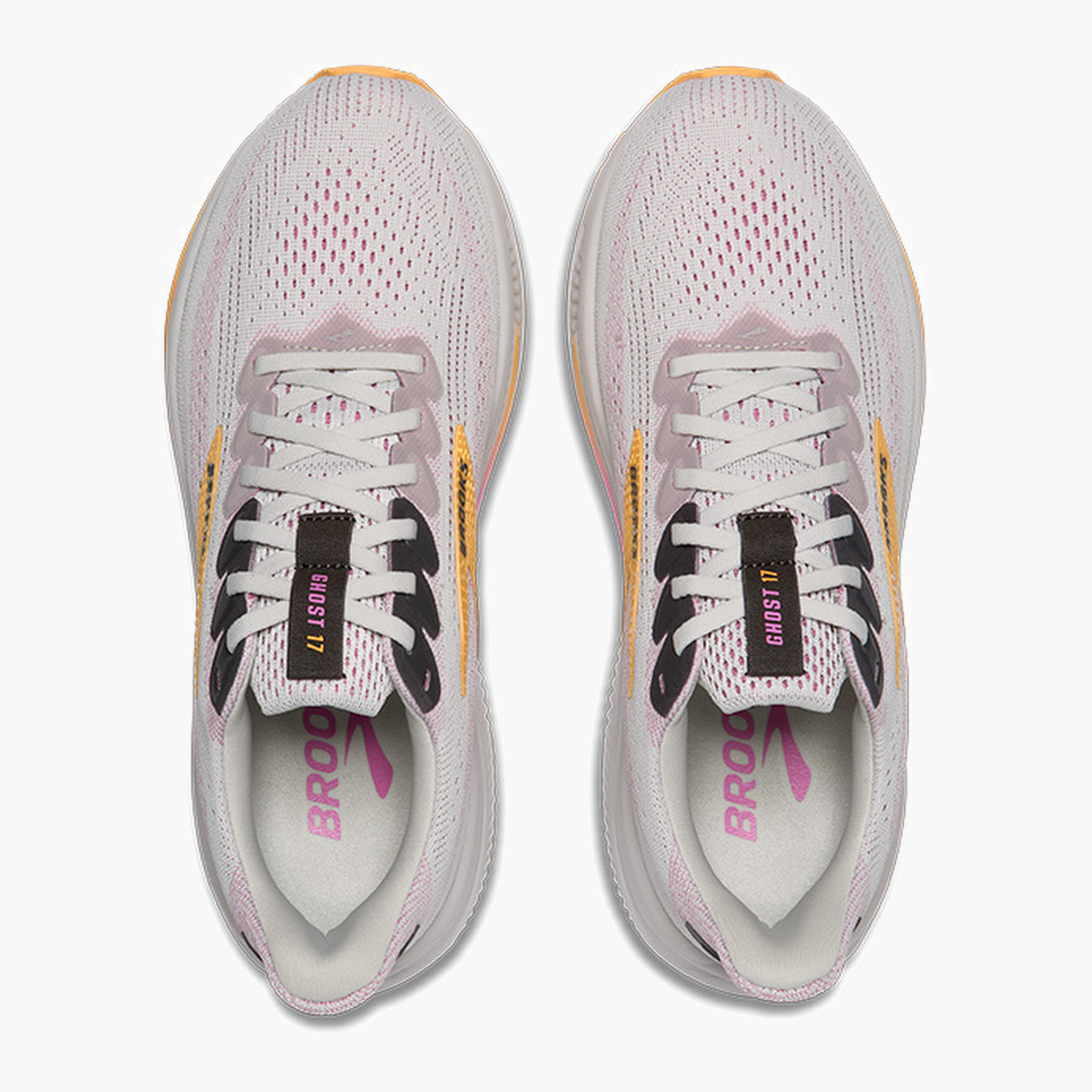 Overhead angle shot of Women's Ghost 17 in Oyster / Apricot / Pink