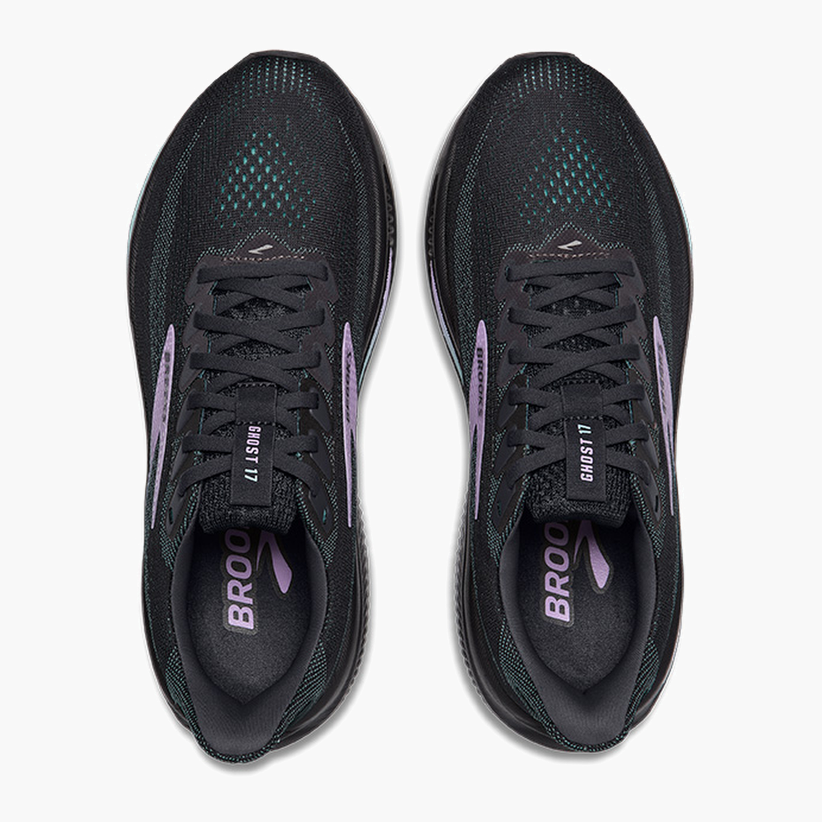 Overhead angle shot of Women's Ghost 17 in Grey / Clearwater / Purple