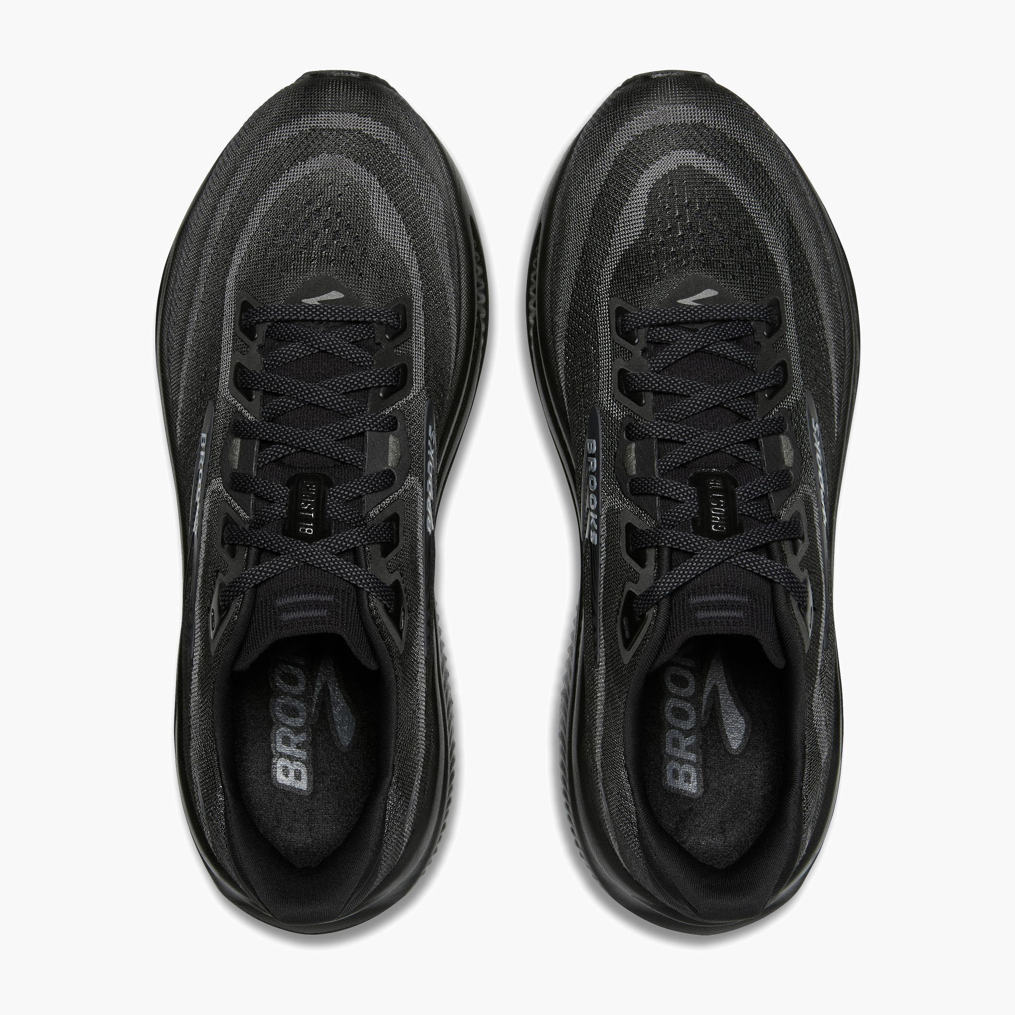 Overhead angle shot of Women's Ghost 18 in Black / Black / Ebony