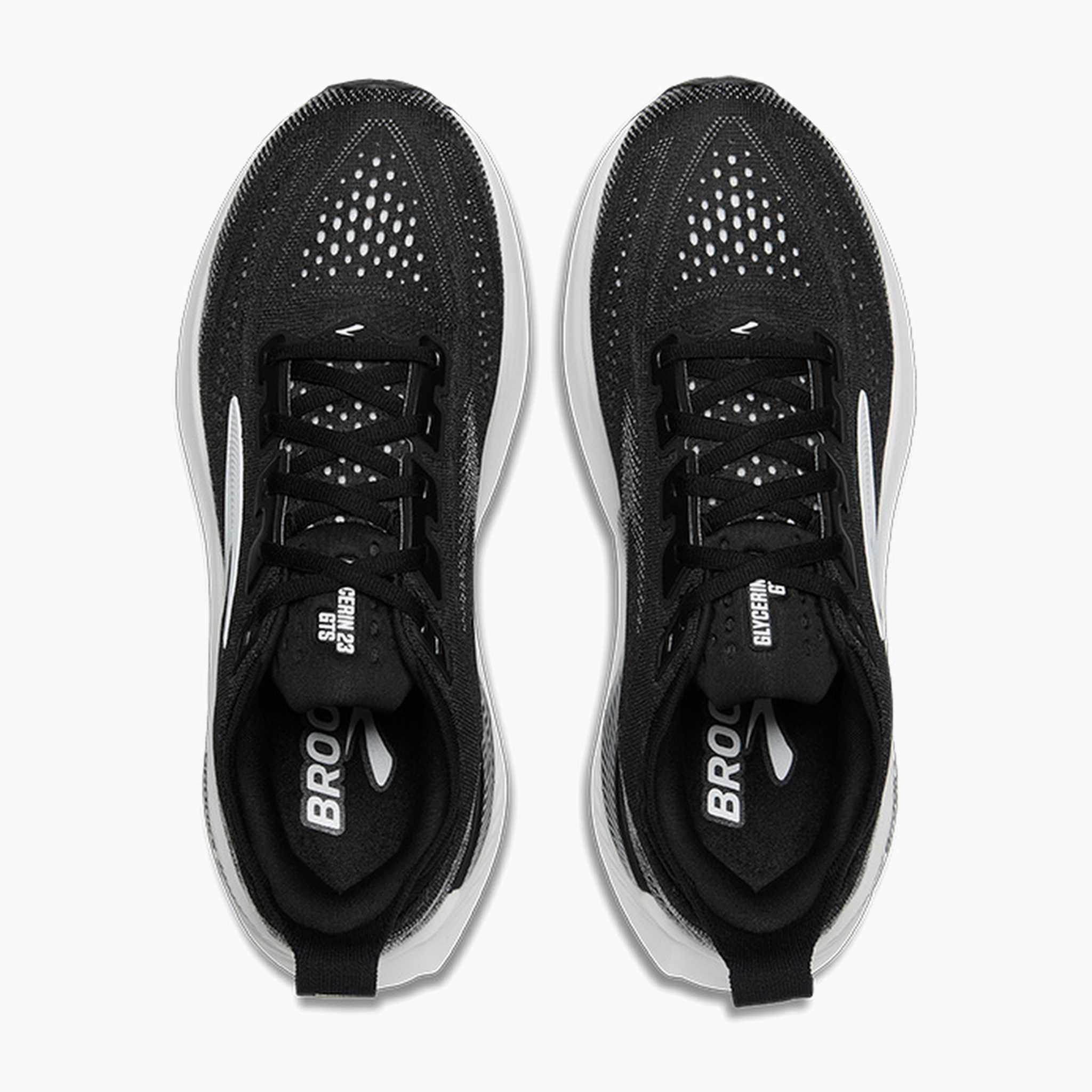 Overhead angle shot of Women's Glycerin GTS 23 in Black / Grey / White