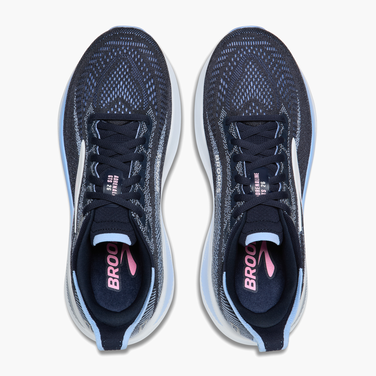 Overhead angle shot of Women's Adrenaline GTS 26 in Navy / Cornflower / Pink