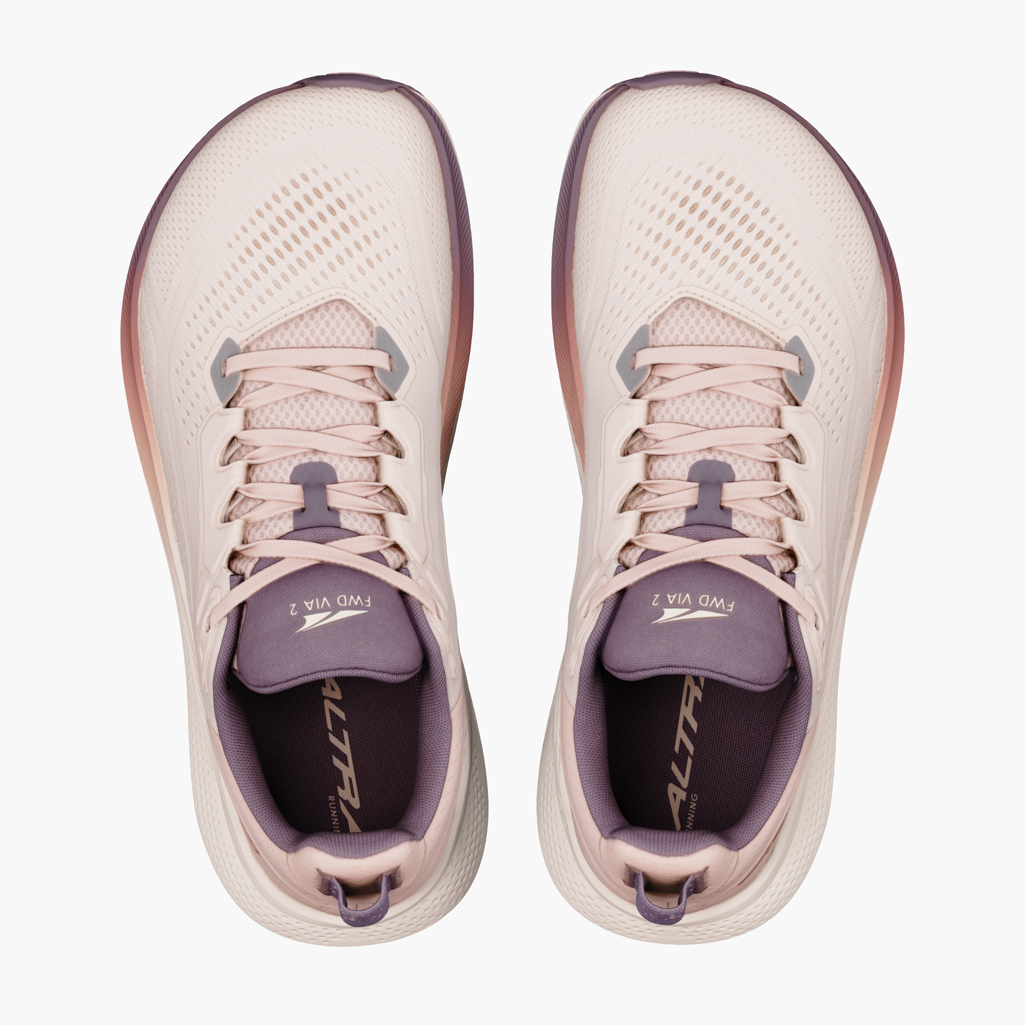 Overhead angle shot of Women's FWD Via 2 in Whisper Pink / Rose Gold