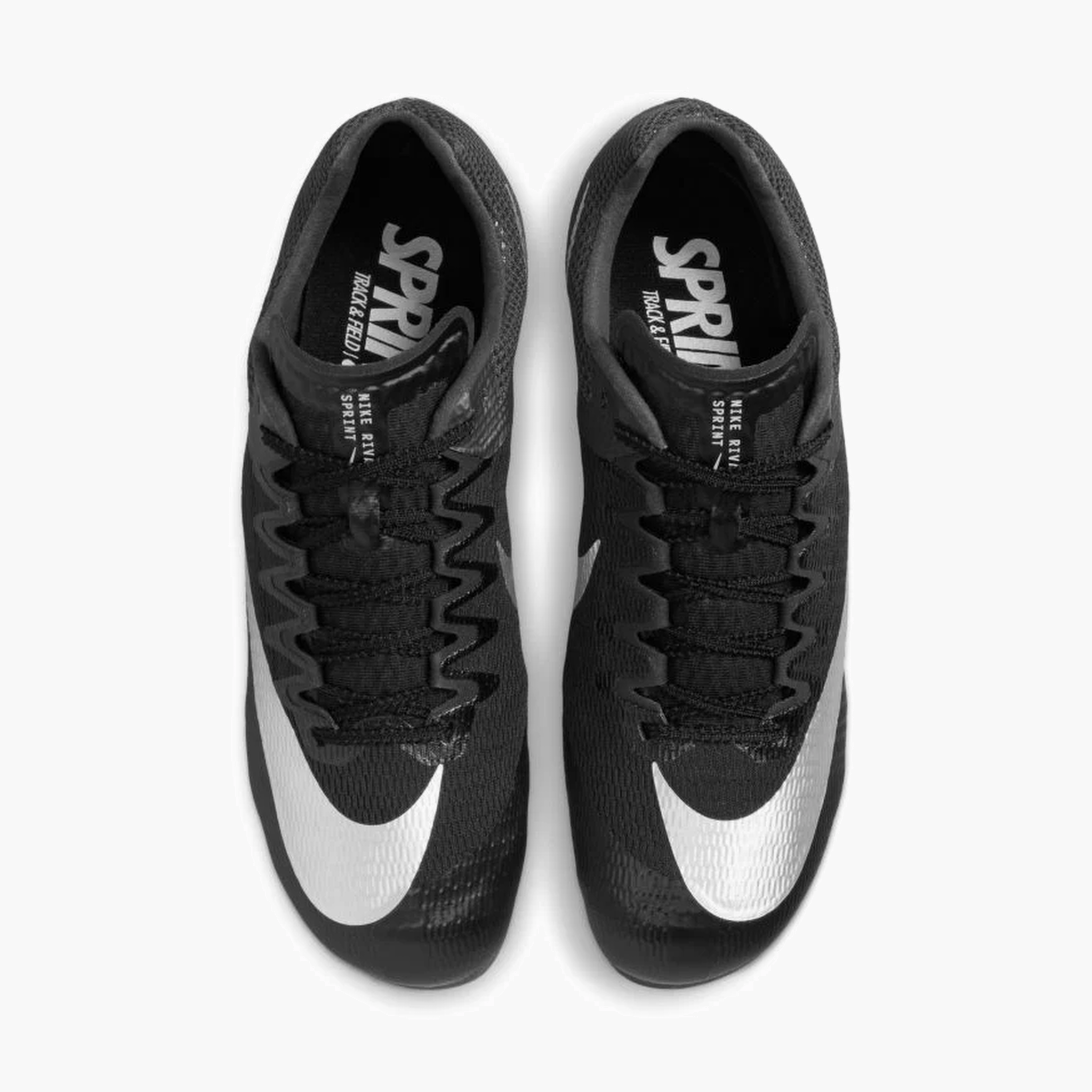 Overhead angle shot of All Gender Rival Sprint in Black / Metallic Silver-lt Smoke Grey