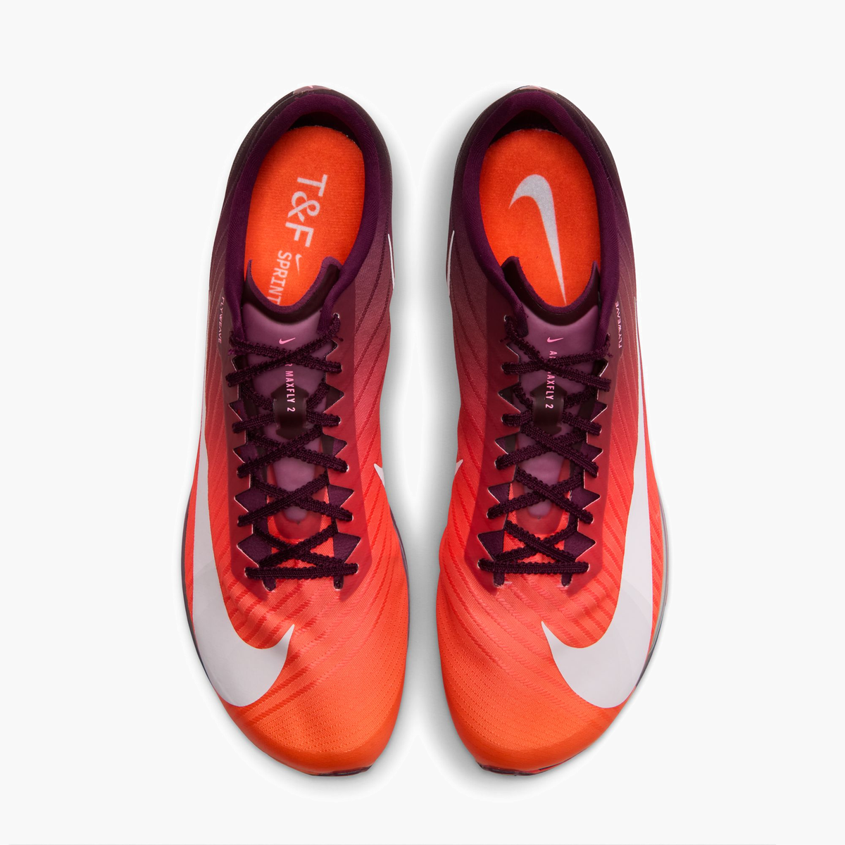 Overhead angle shot of All Gender Maxfly 2 in Bordeaux / White-bright Crimson