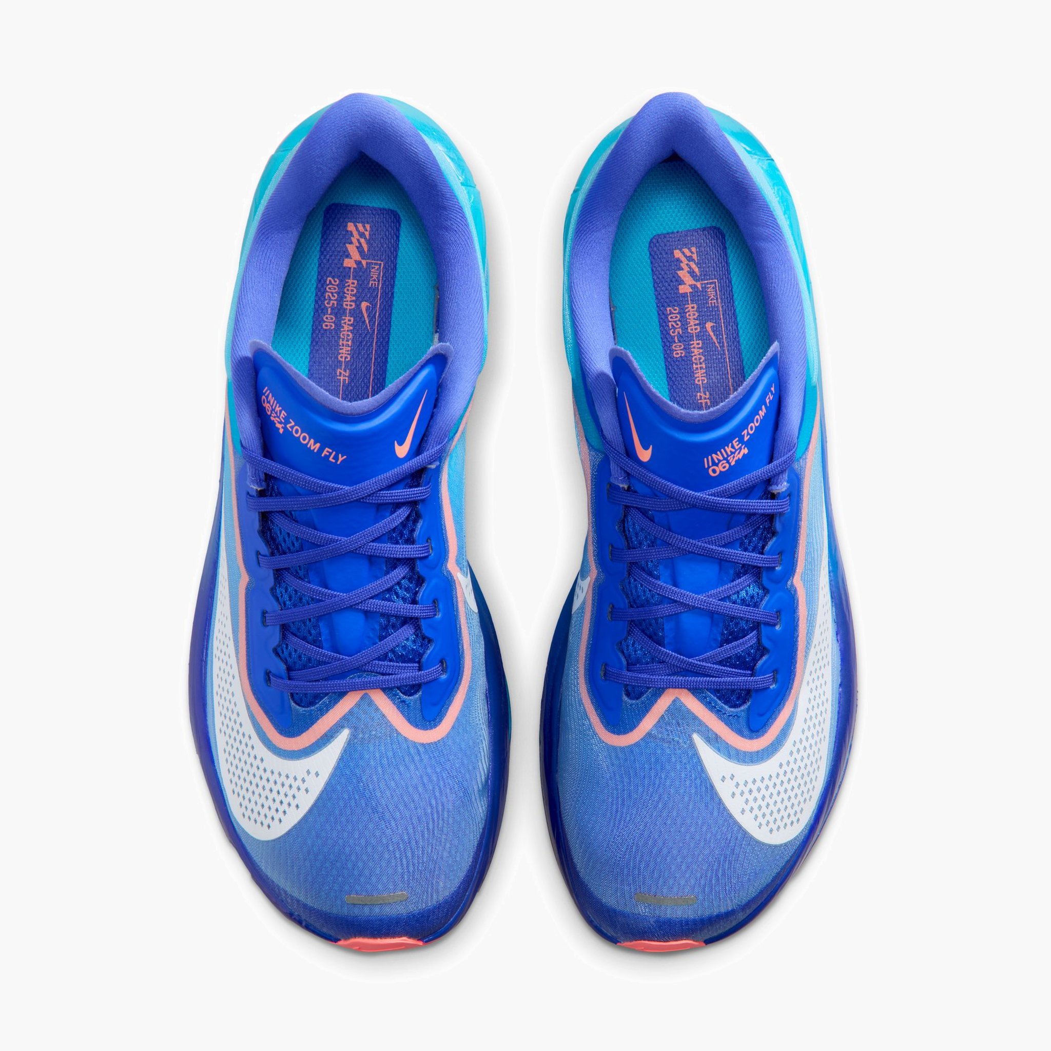 Overhead angle shot of Men's Zoom Fly 6 in Racer Blue / White-Blue Lightning