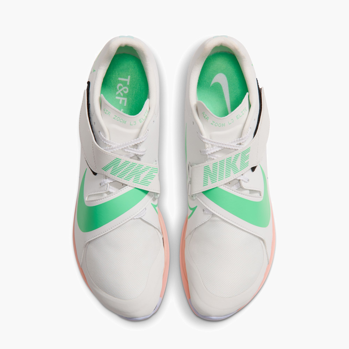 Overhead angle shot of All Gender Long Jump Elite in Summit White / Electro Green-palest Purple