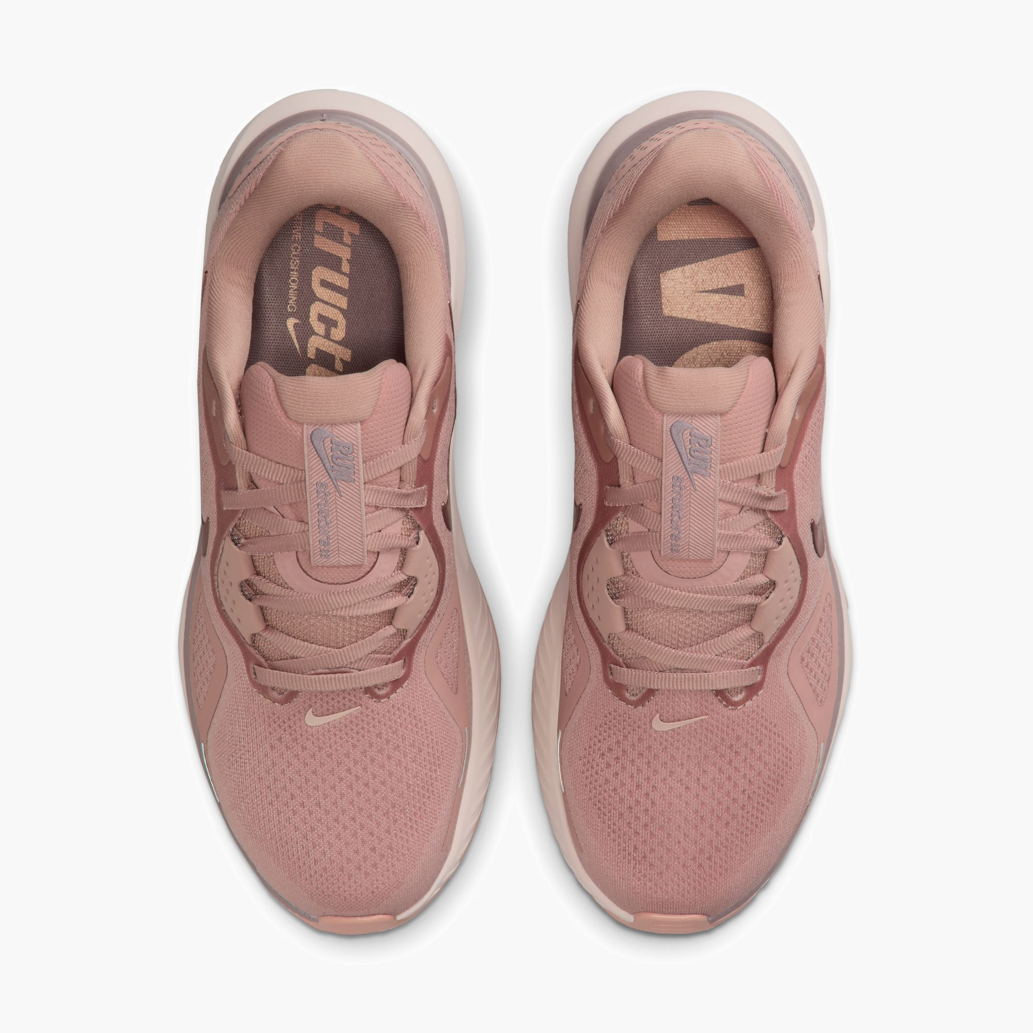 Overhead angle shot of Women's Structure 26 in Particle Pink / Mtlc Rose Gold-Taupe Grey
