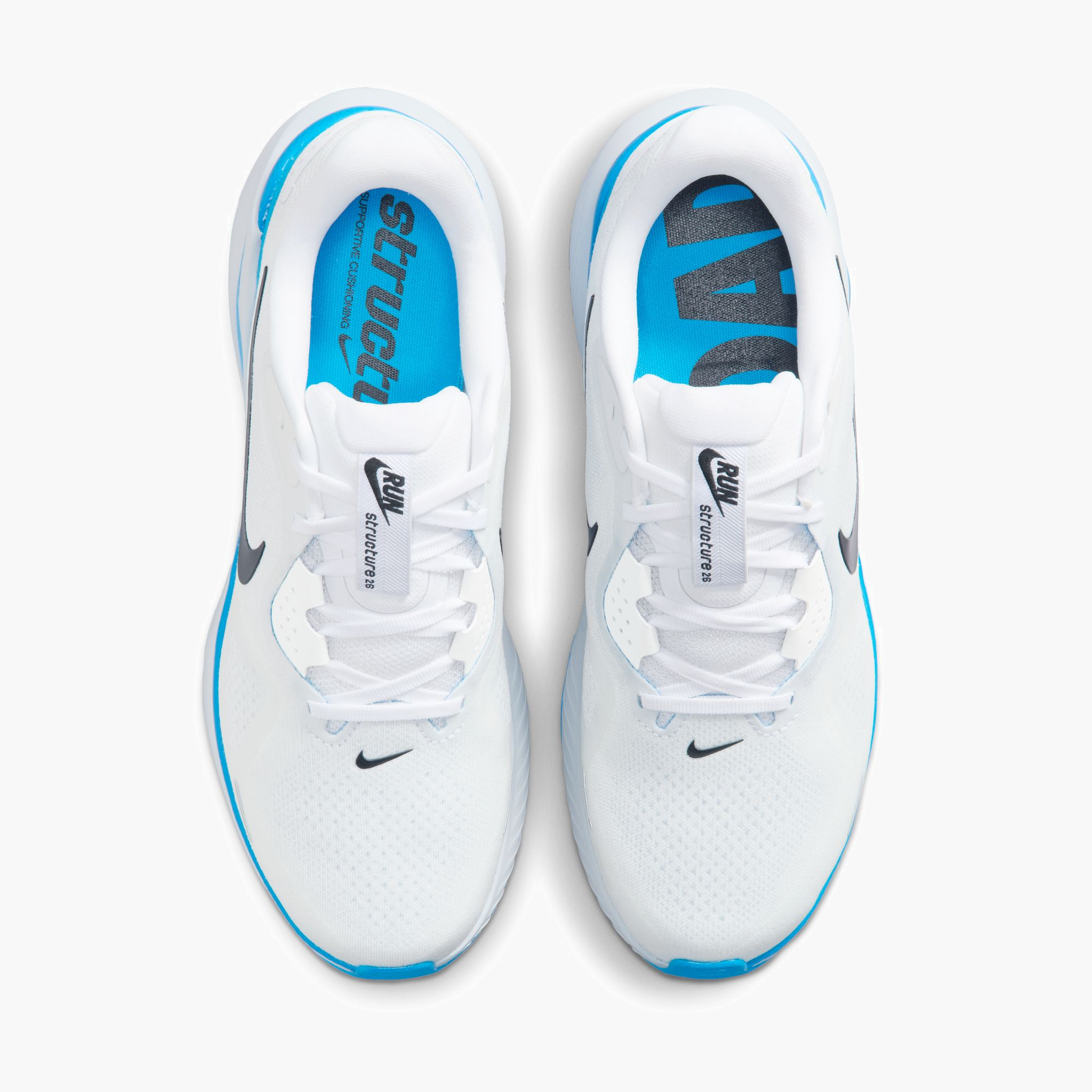 Overhead angle shot of Men's Structure 26 in White / Black-Blue Hero-Pure Platinum