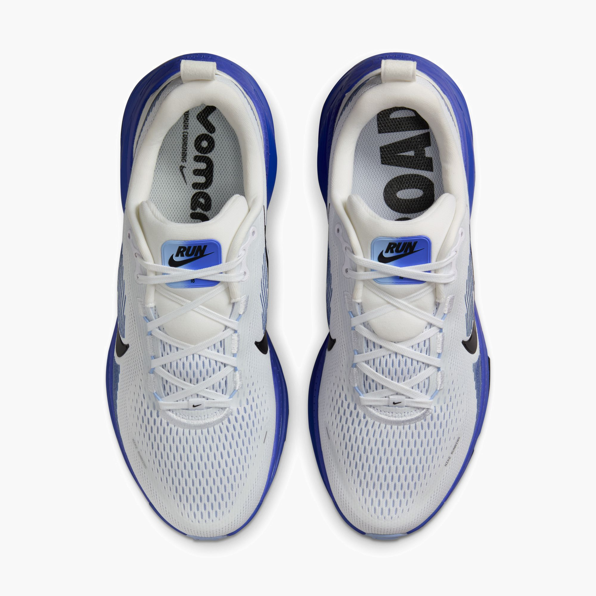 Overhead angle shot of Men's Vomero 18 in White / Black-Blue Tint-Light Marine
