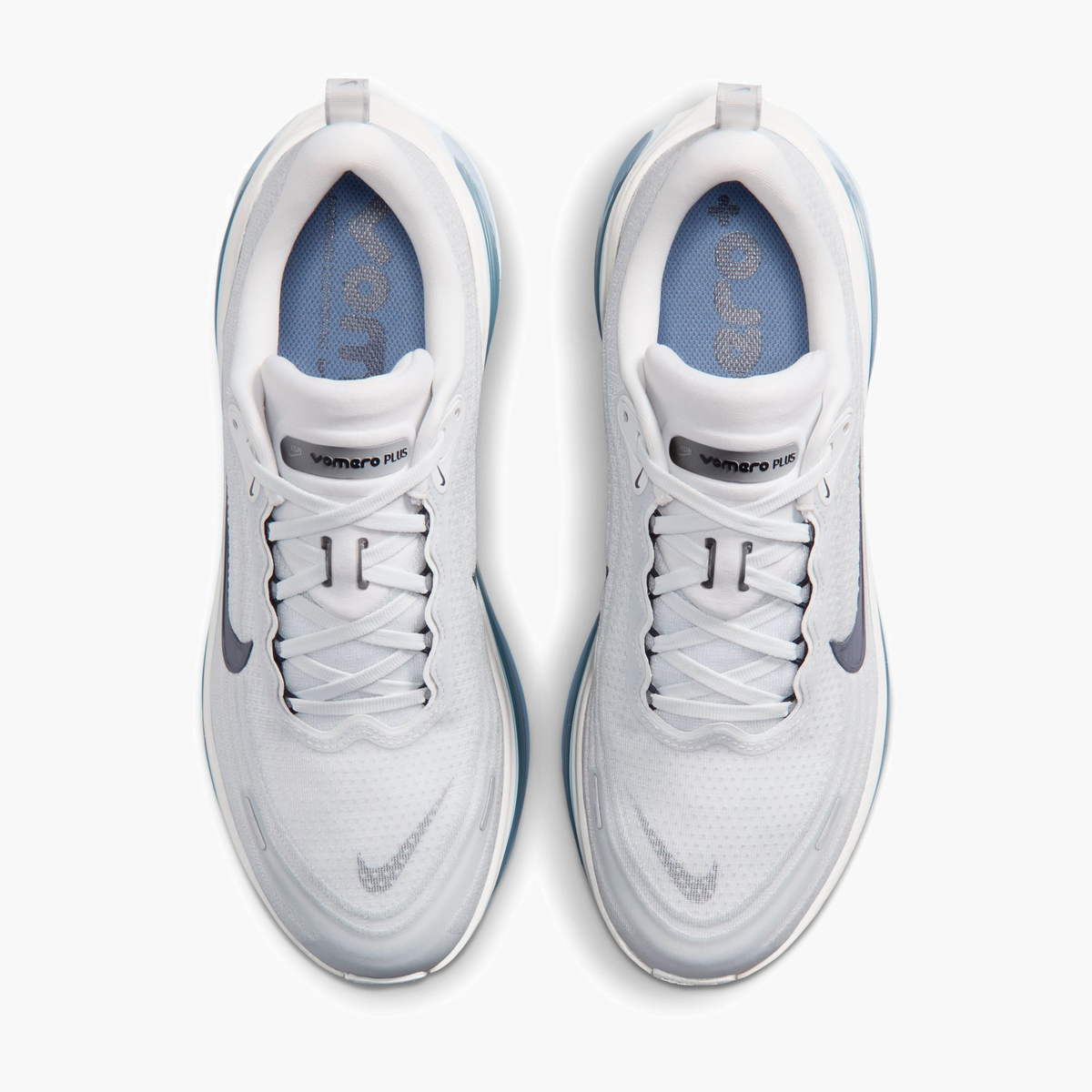 Overhead angle shot of Men's Vomero Plus in Off White / Obsidian-Grey Fog-Thunderstorm