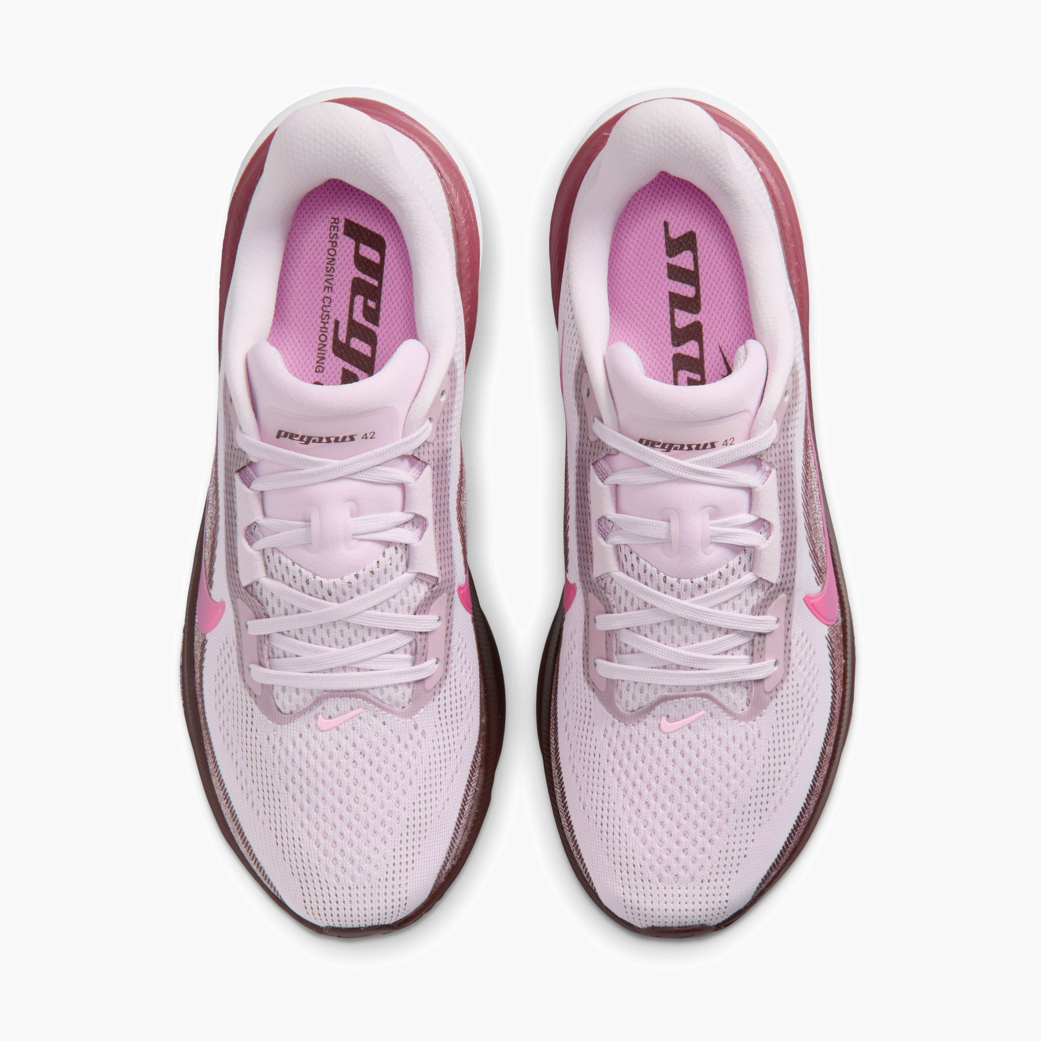 Overhead angle shot of Women's Pegasus 42 in Bleached Lilac / Pink Rise-Mystic Dates