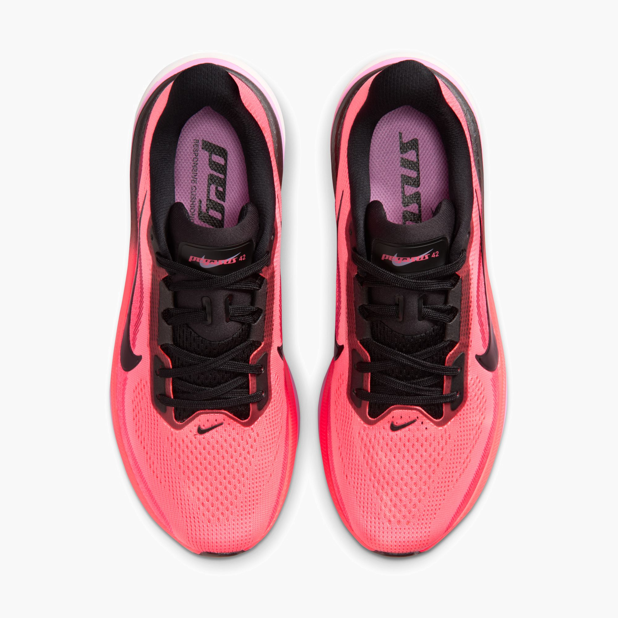 Overhead angle shot of Women's Pegasus 42 in Lava Glow / Black-Flash Crimson-Lt Magenta