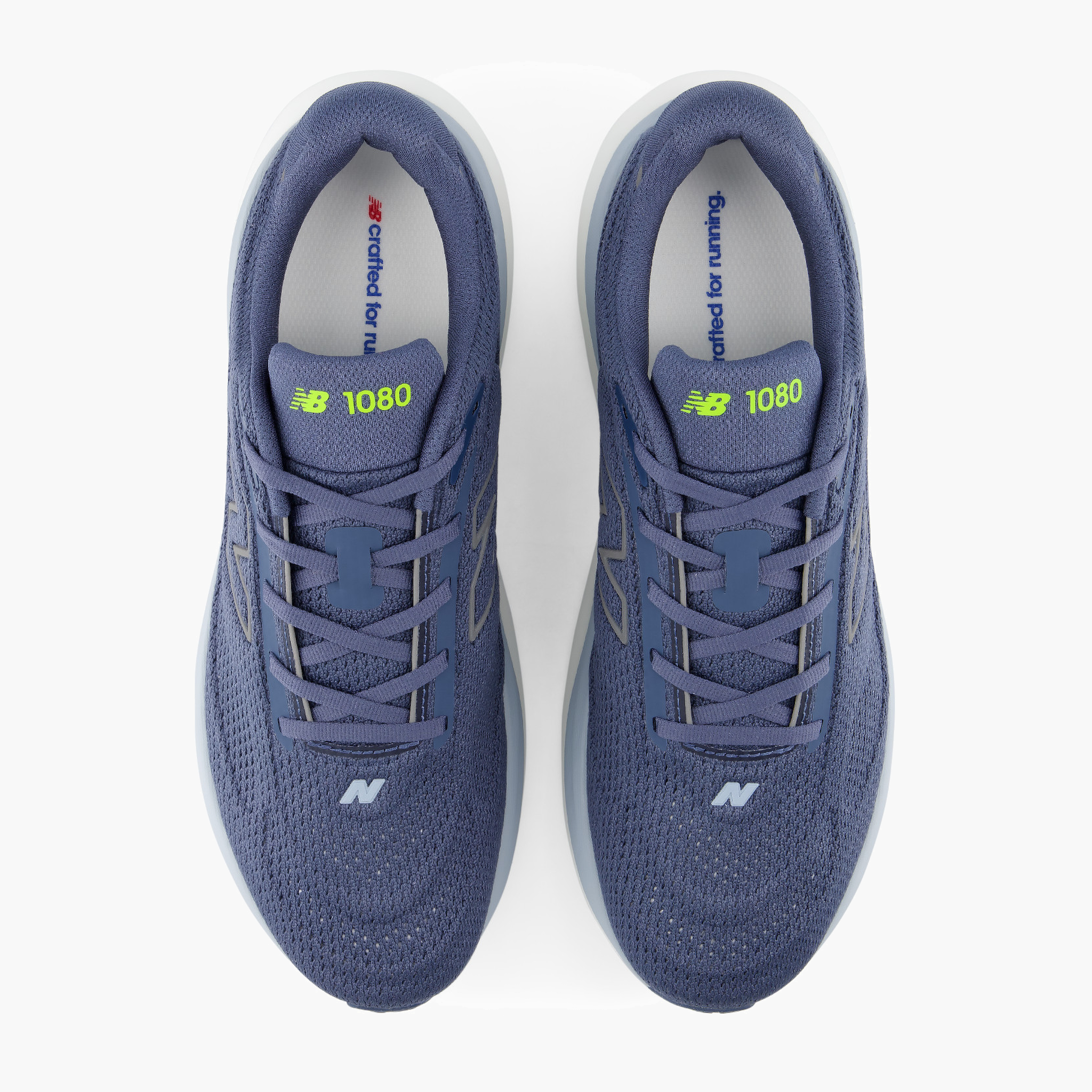 Overhead angle shot of Men's 1080 v15 in Vintageindigo / Alkalinegreen