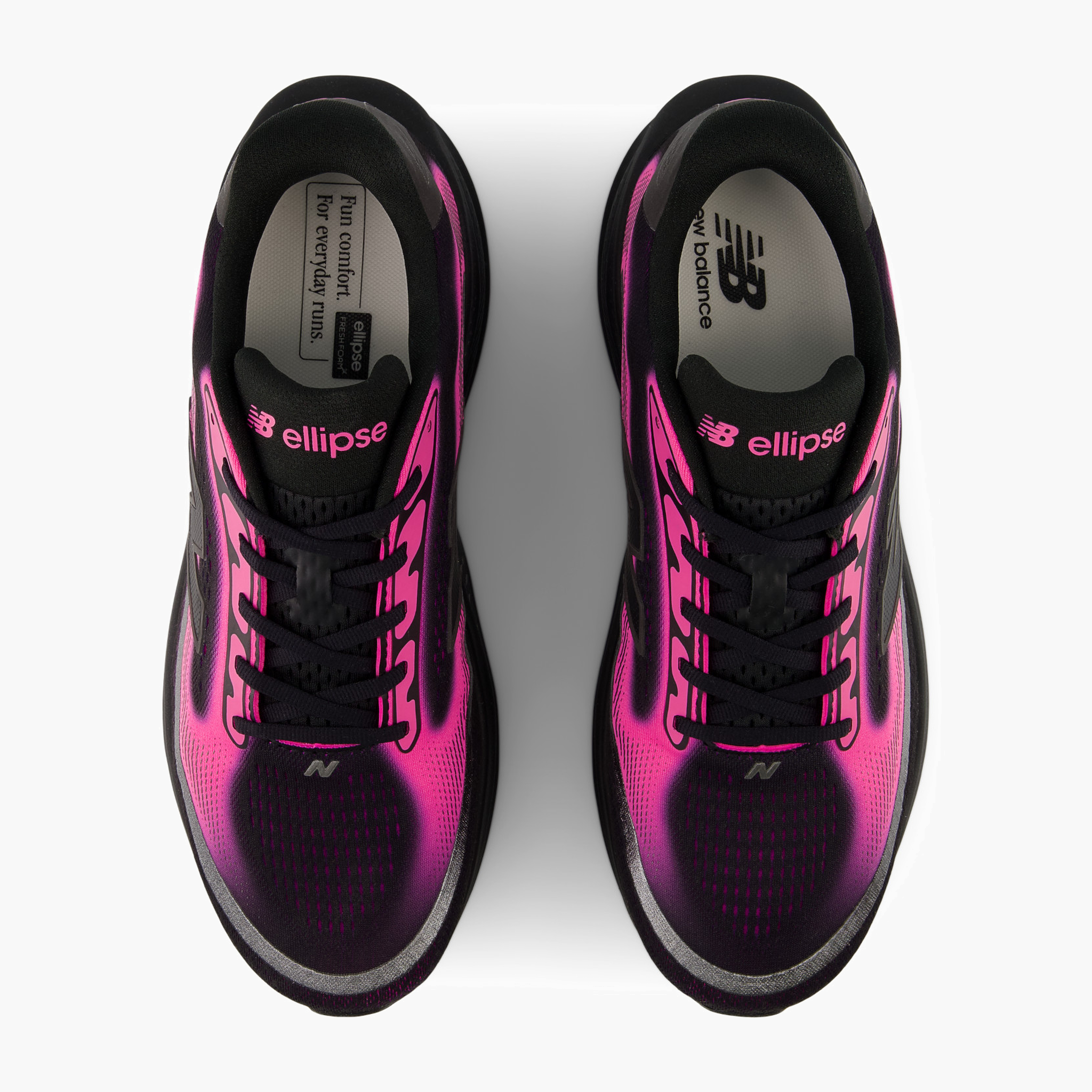 Overhead angle shot of Men's Ellipse v1 in Pinkheat / Blackmetallic / Black