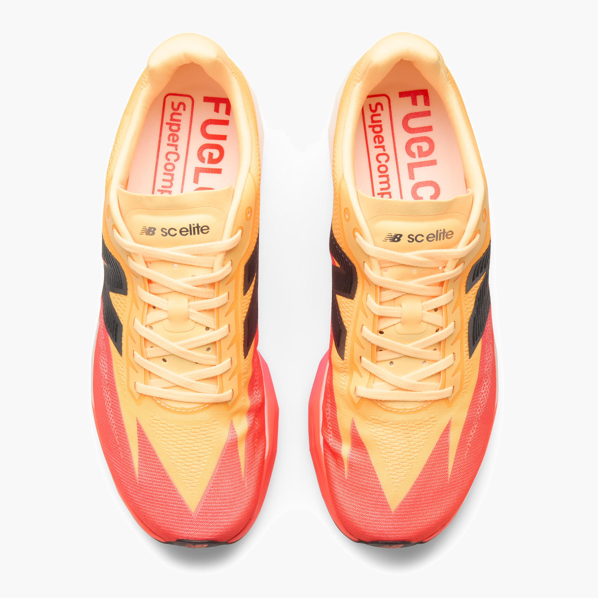 Overhead angle shot of Men's Supercomp Elite v5 in Tangerineheat / Whitepeach / Pinkheat