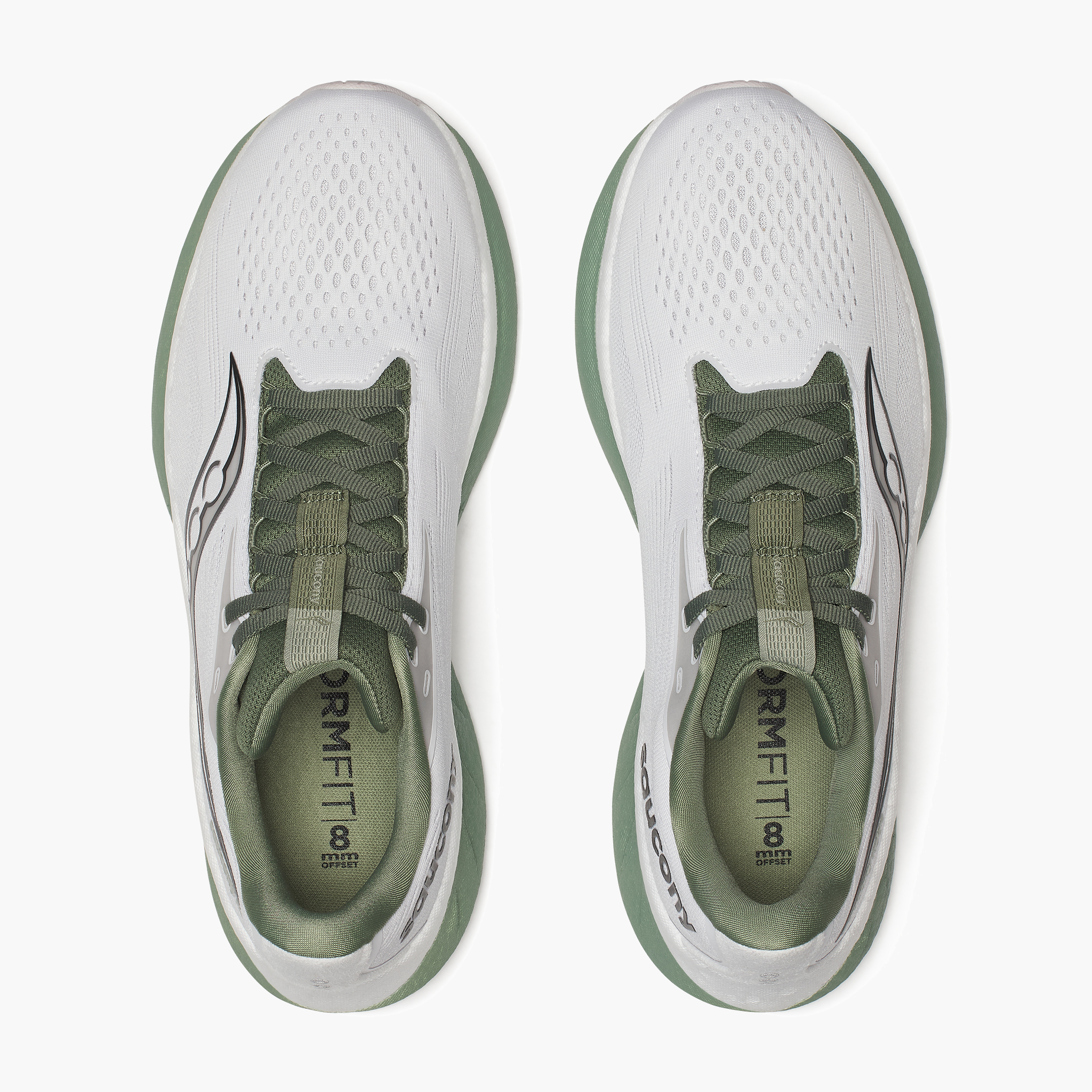 Overhead angle shot of Men's Ride 18 in White/olivine