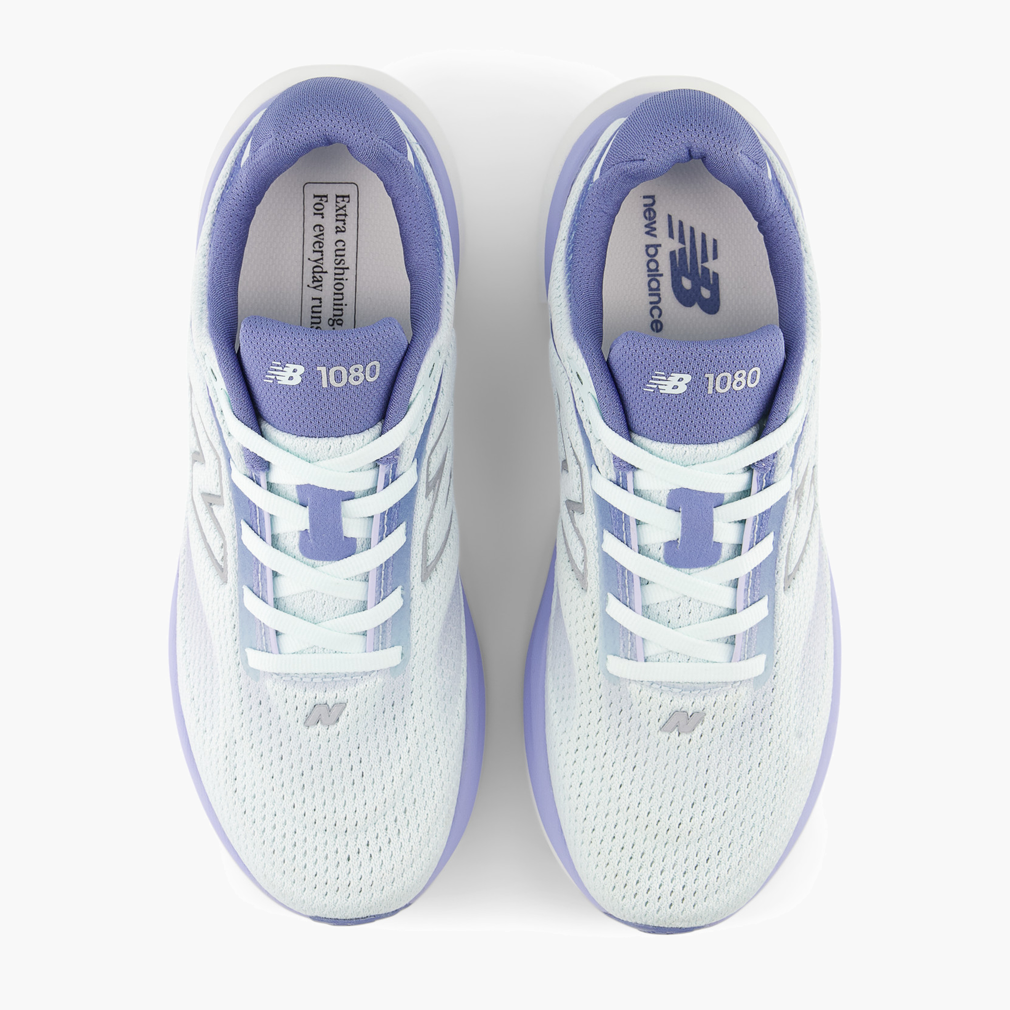Overhead angle shot of Women's 1080 v15 in Glintblue / Silvermetallic / Fairweatherblue