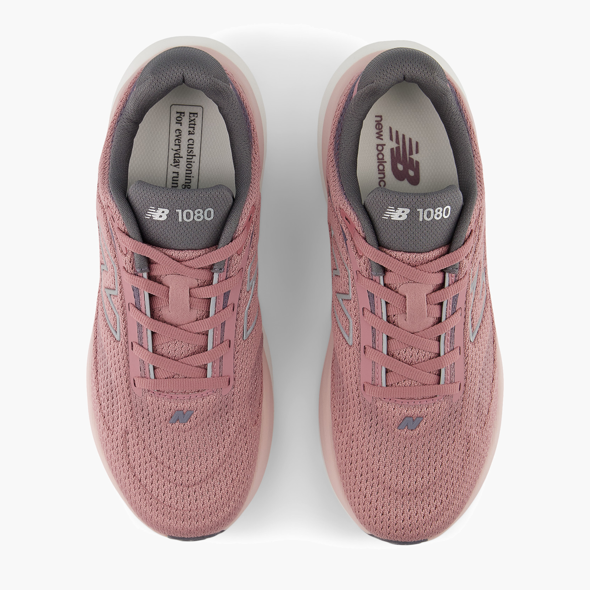Overhead angle shot of Women's 1080 v15 in Rosewood / Silvermetallic / Neptunegrey