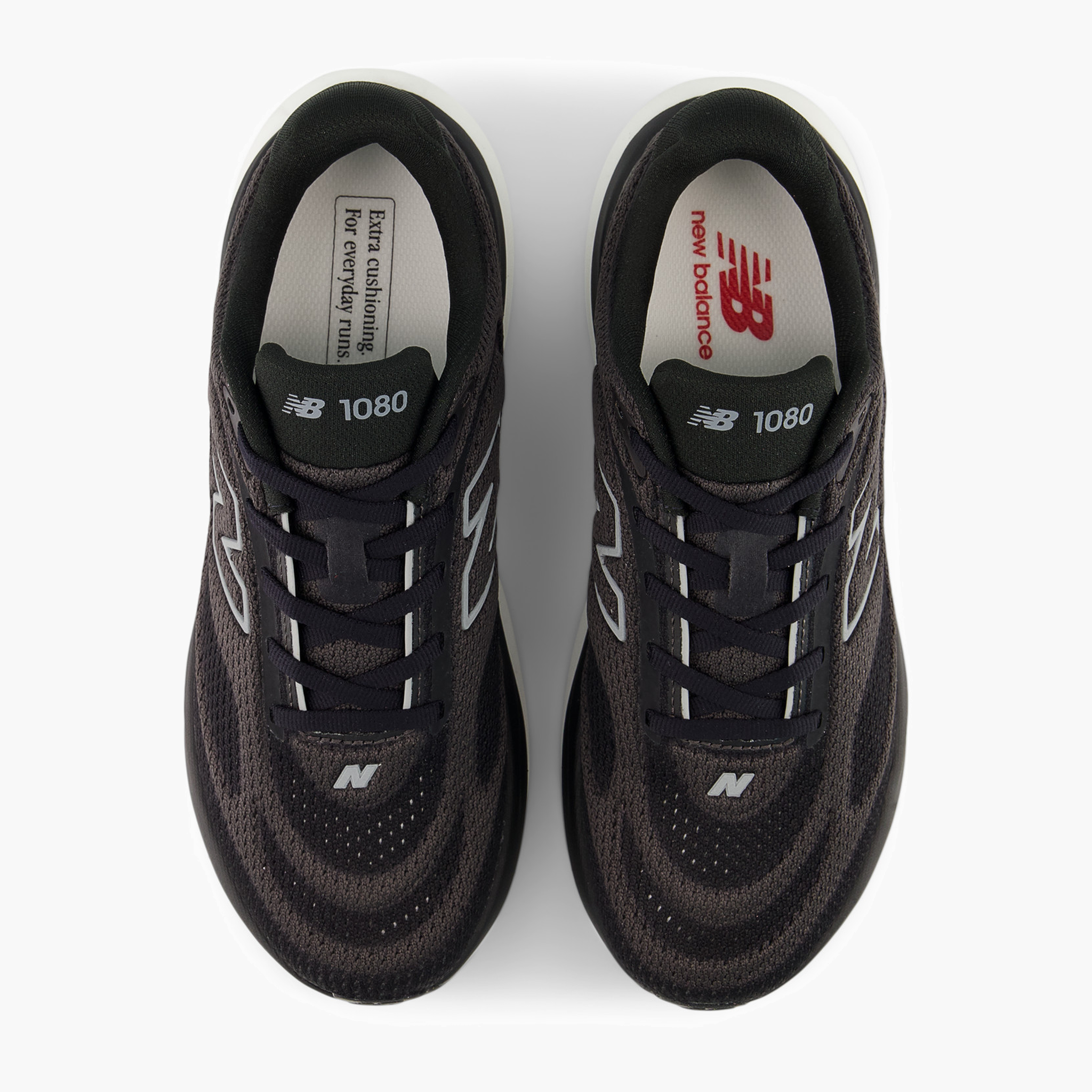 Overhead angle shot of Women's 1080 v15 in Black / Slategrey