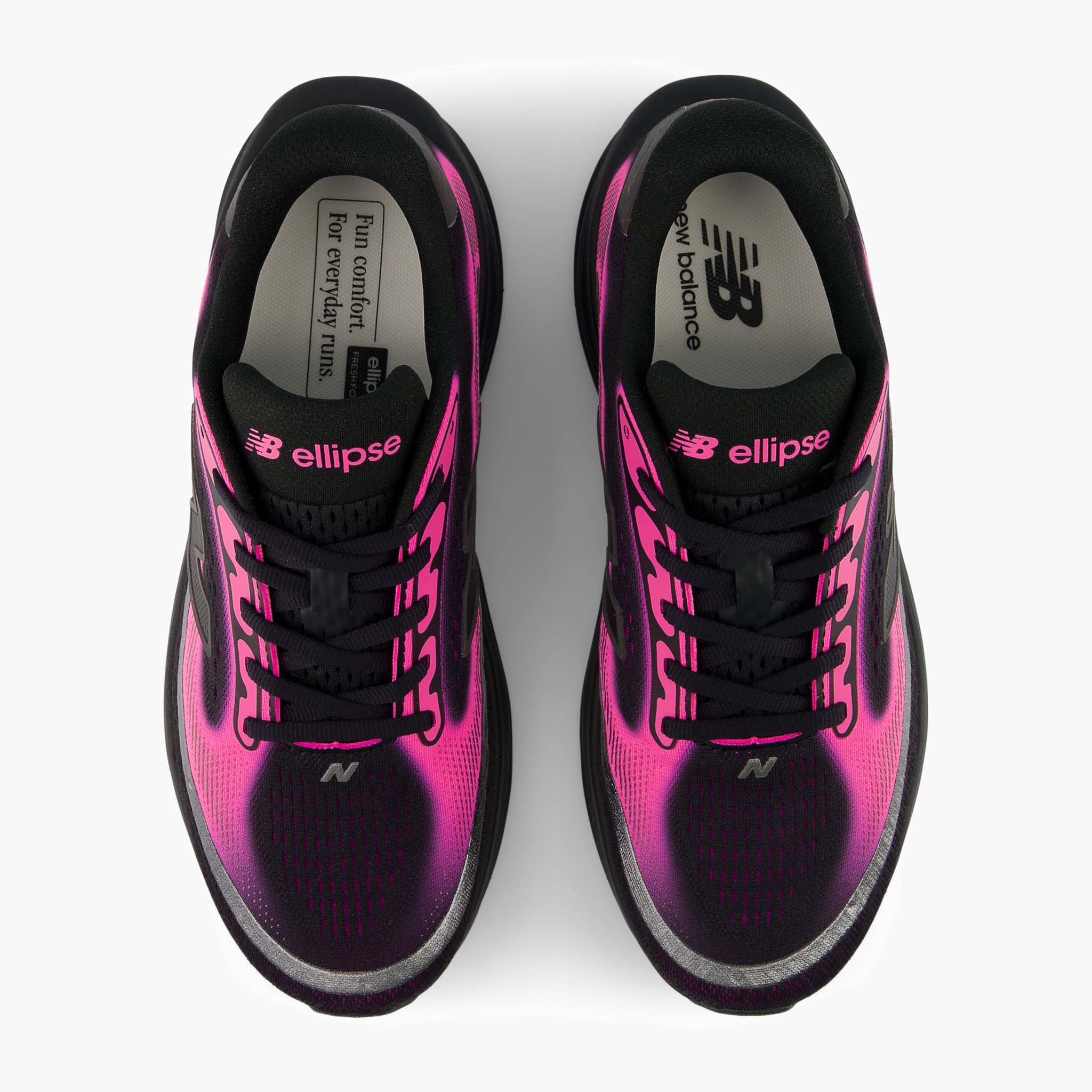Overhead angle shot of Women's Ellipse v1 in Pinkheat / Black / Blackmetallic