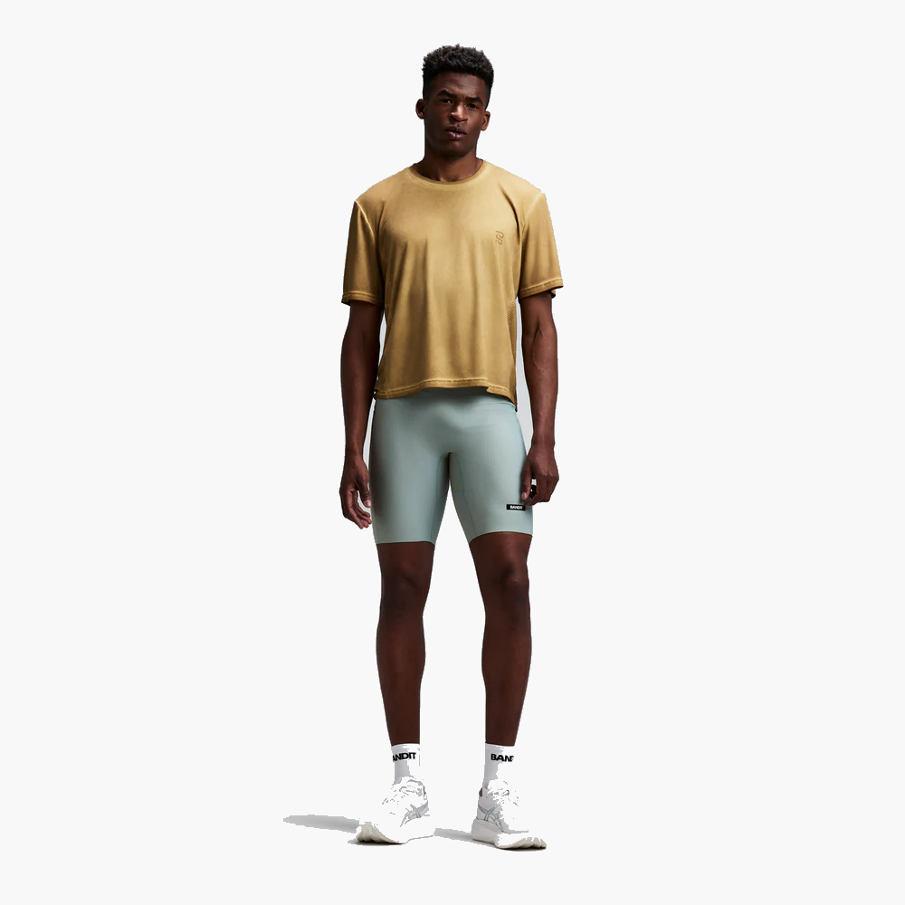 Men's Striped Cadence Half Tights — Lagoon / Copal — image 5