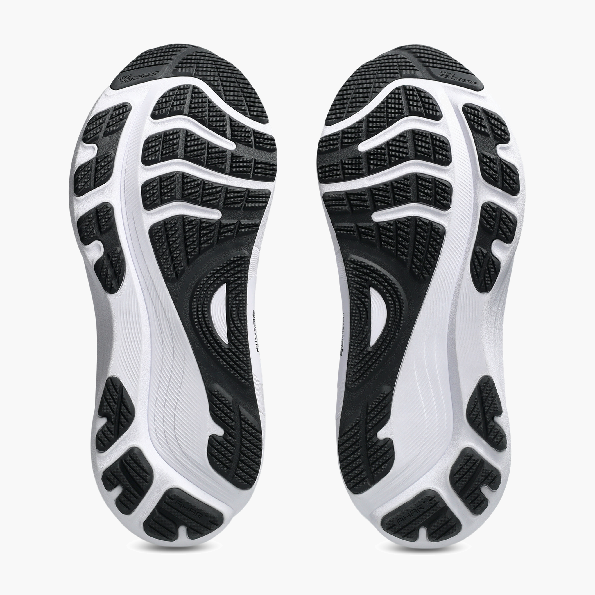 Sole angle shot of Men's Gel-Kayano 32 in Black / White
