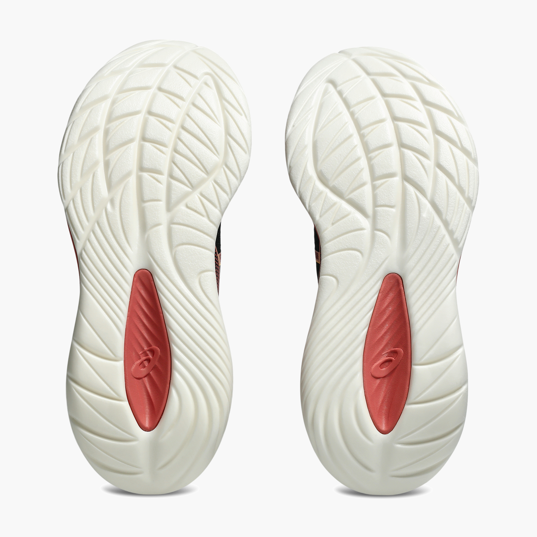 Sole angle shot of Women's Gel-Cumulus 27 in Black / Orange Glow