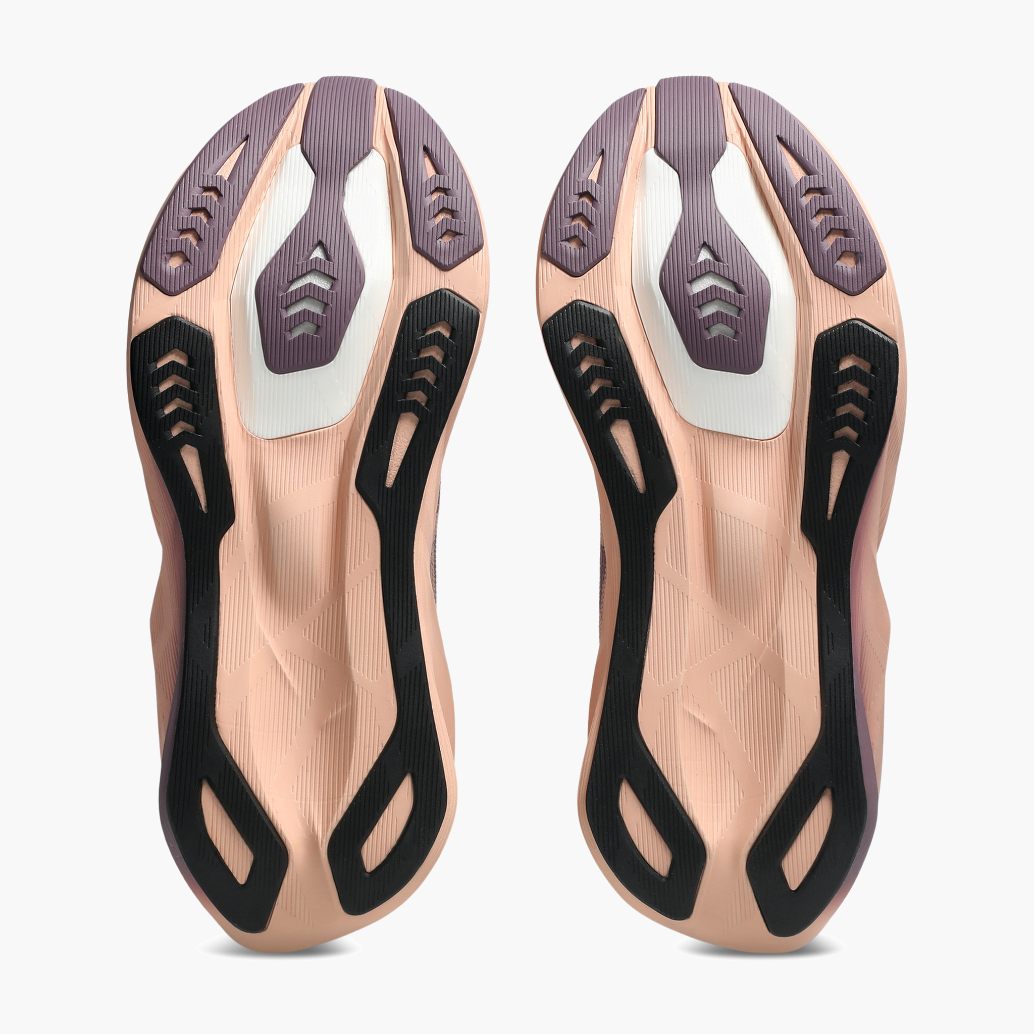 Sole angle shot of Women's Novablast 6 in Dusty Mauve / Cantaloupe