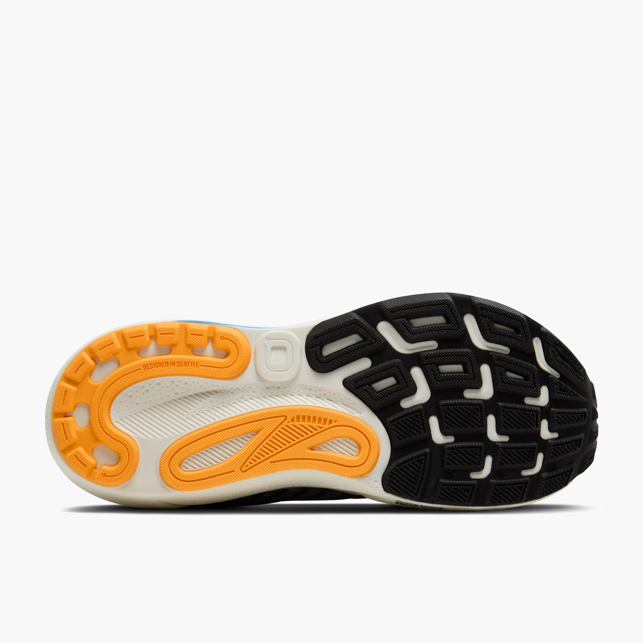 Sole angle shot of Men's Adrenaline GTS 24 in Black / Ebony / Cloissonne