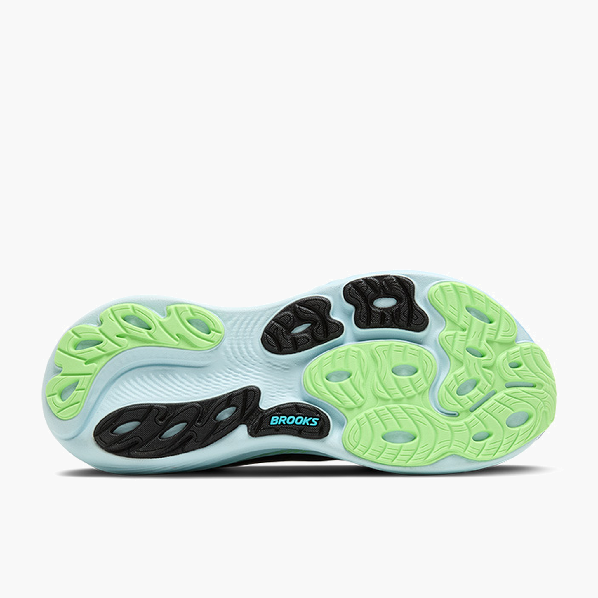 Sole angle shot of Men's Adrenaline GTS 25 in Black / Ipanema / Mint