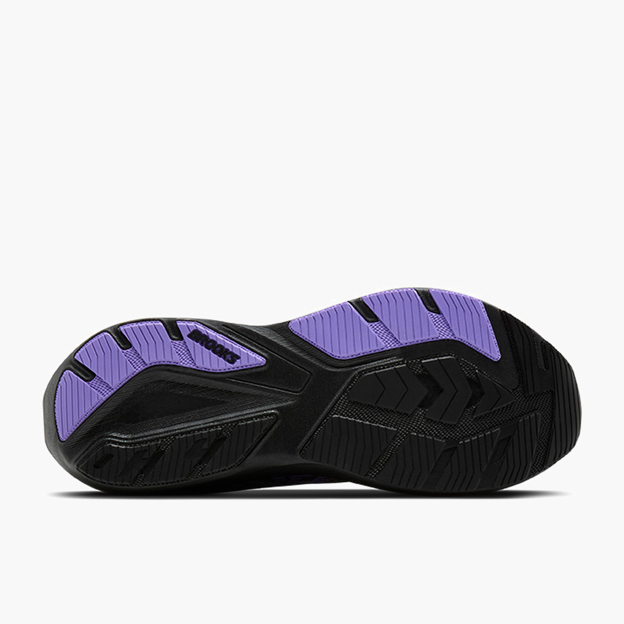 Sole angle shot of Men's Ghost Amp in Black / Grey / Purple Hebe