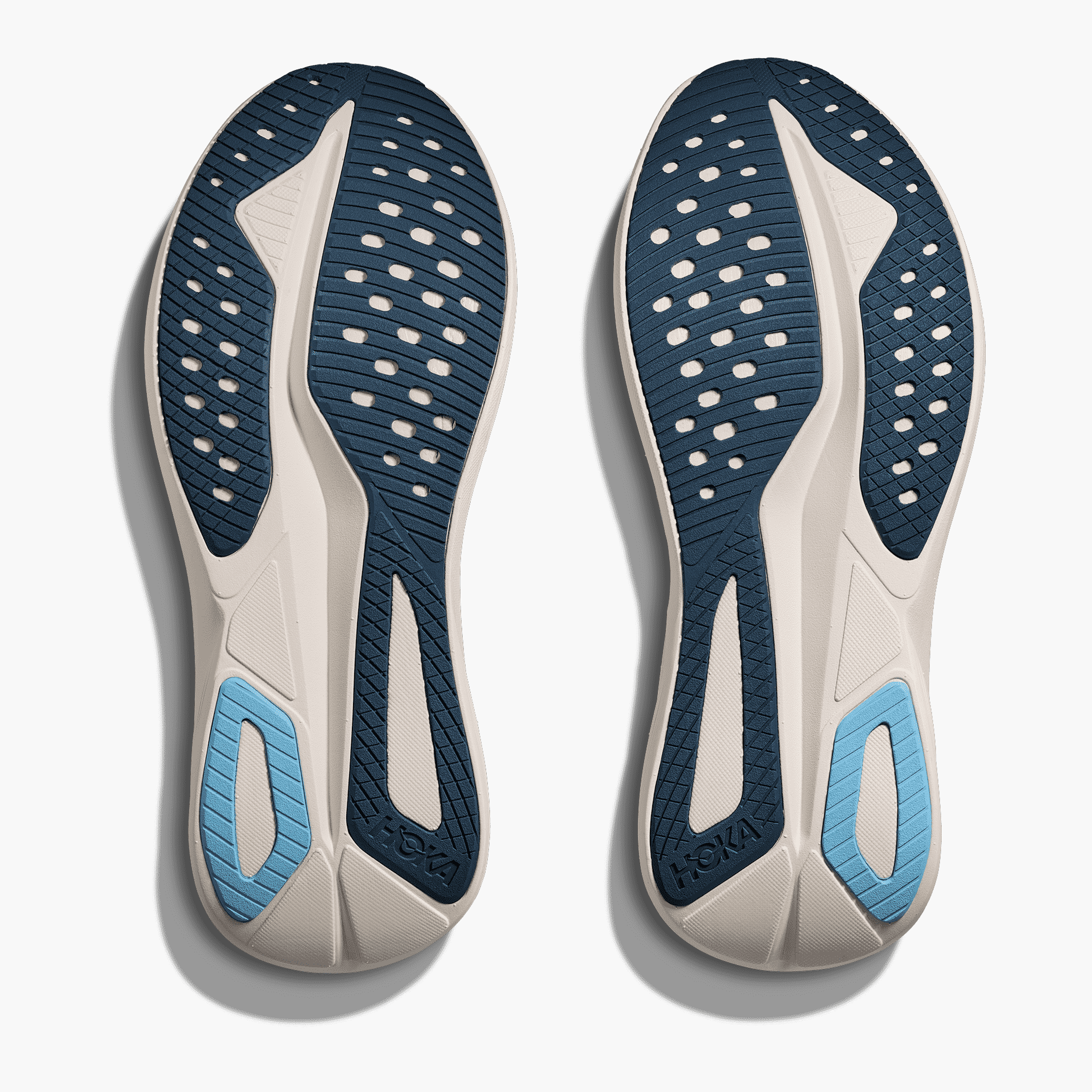 Sole angle shot of Men's Mach 7 in Alabaster  /  Soaring Blue